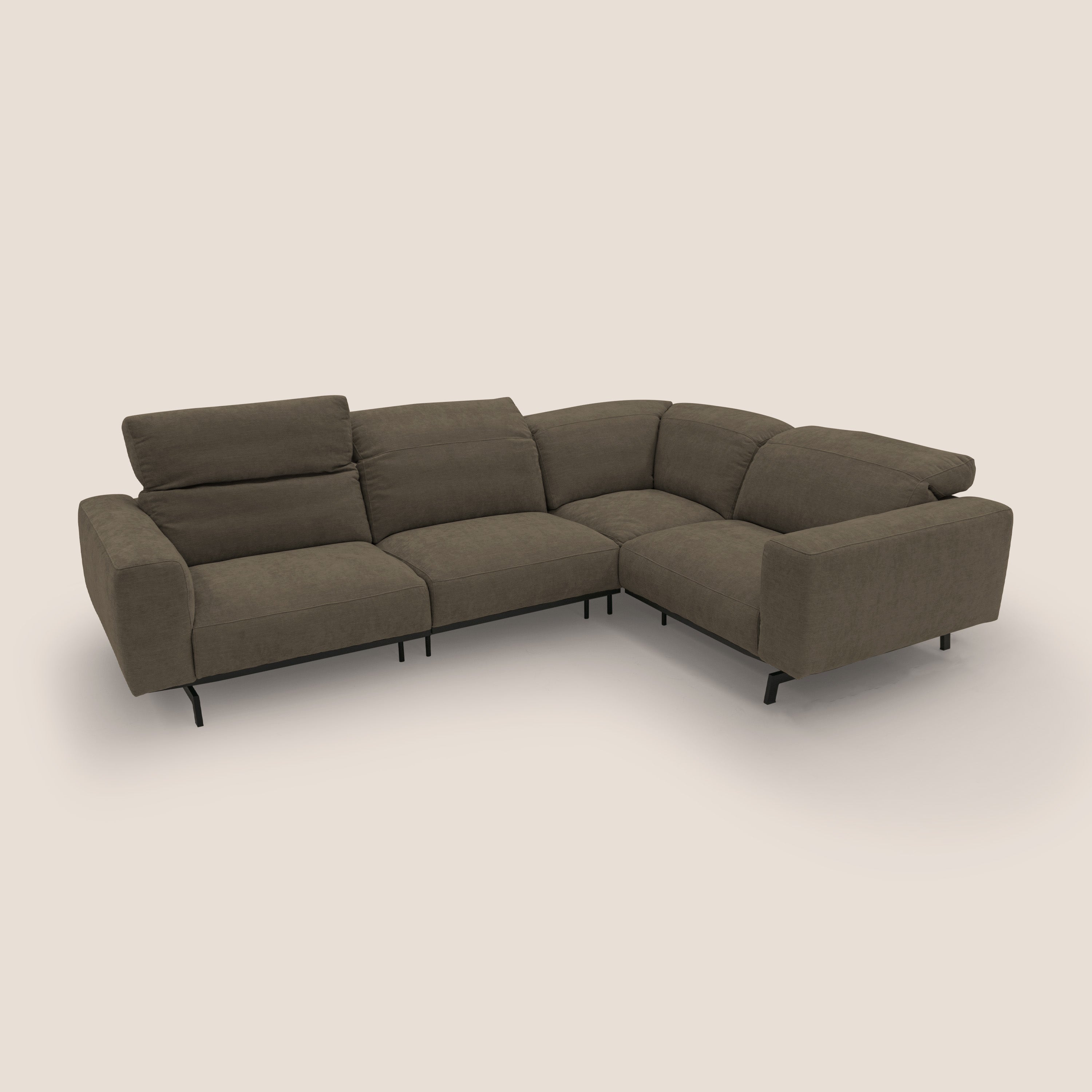 Sakura Canapé d'angle RÉVERSIBLE et modulable en tissu doux et imperméable T14 marron