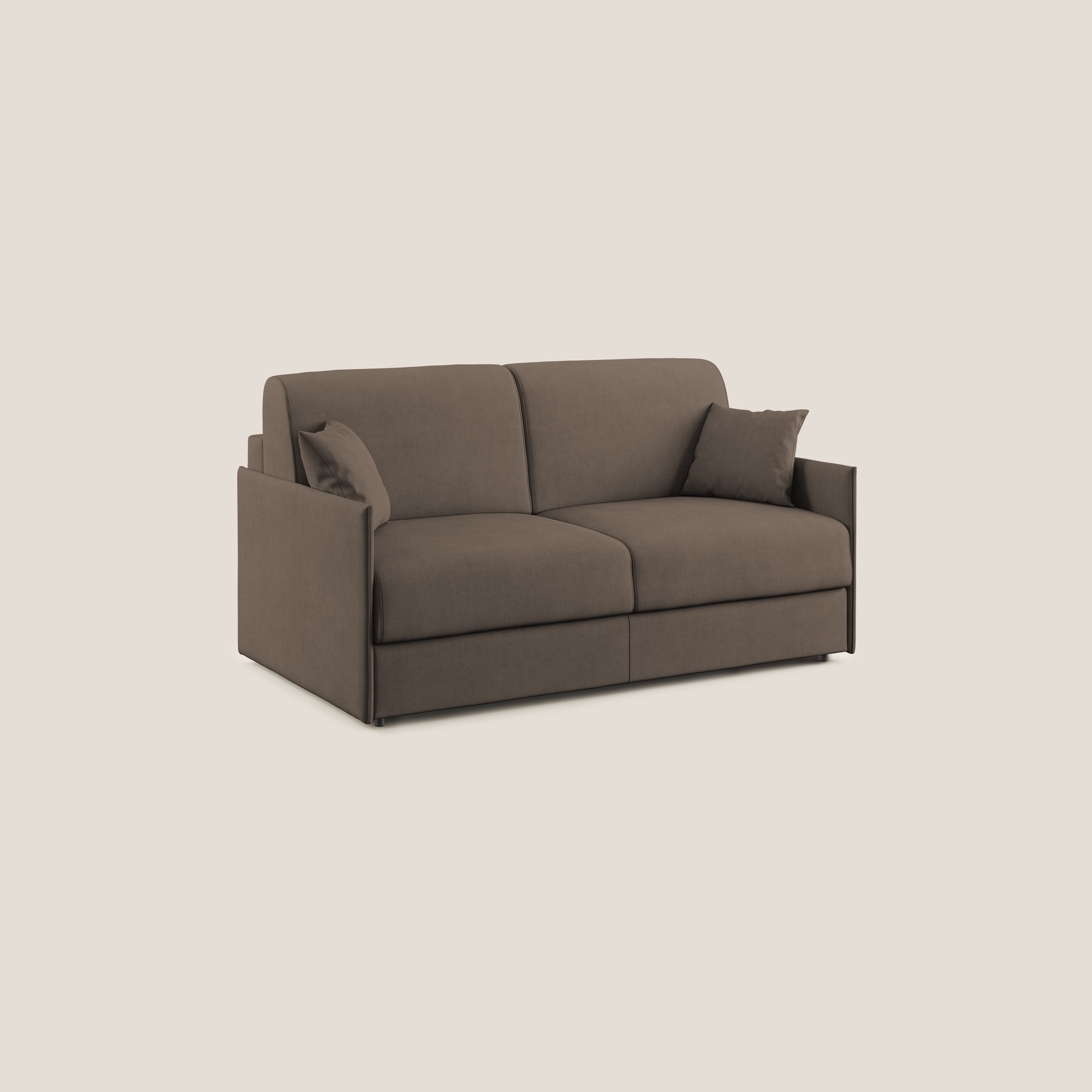 Evans Divano letto in morbido tessuto impermeabile T02 marrone - divani.store