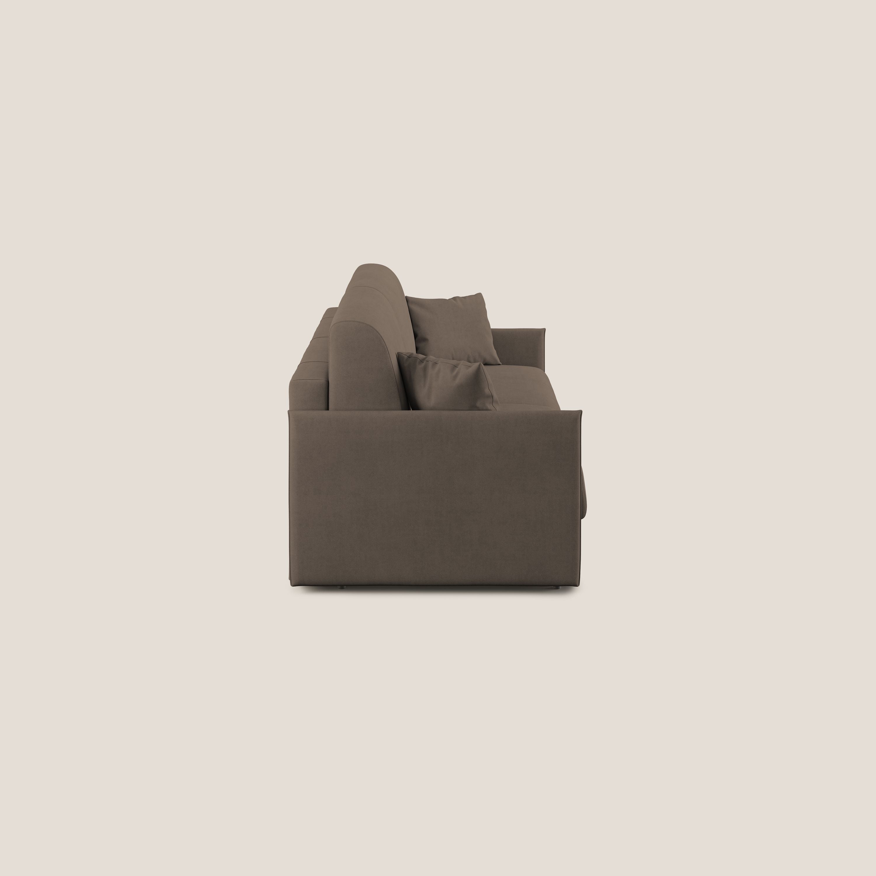 Evans Divano letto in morbido tessuto impermeabile T02 marrone - divani.store
