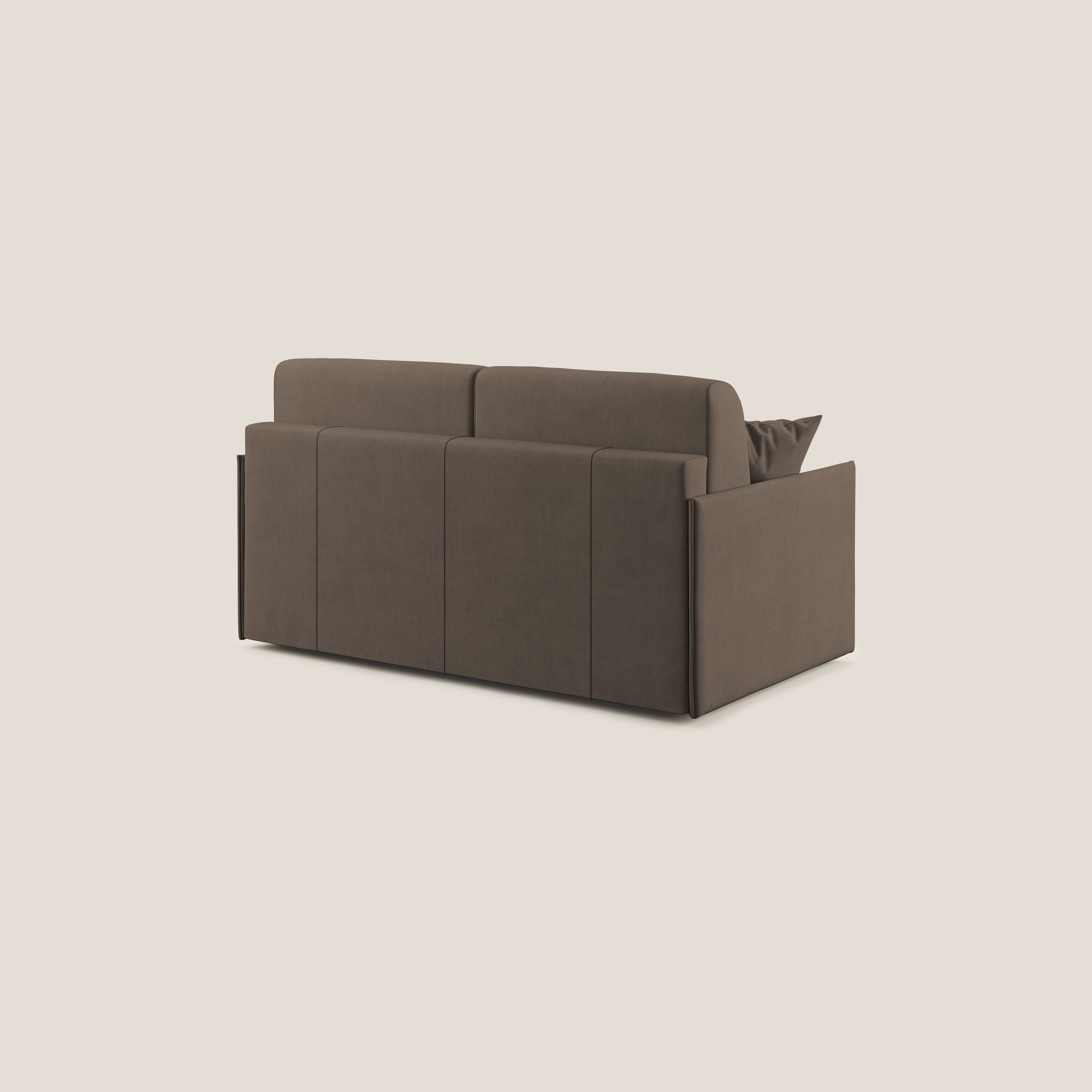 Evans Divano letto in morbido tessuto impermeabile T02 marrone - divani.store