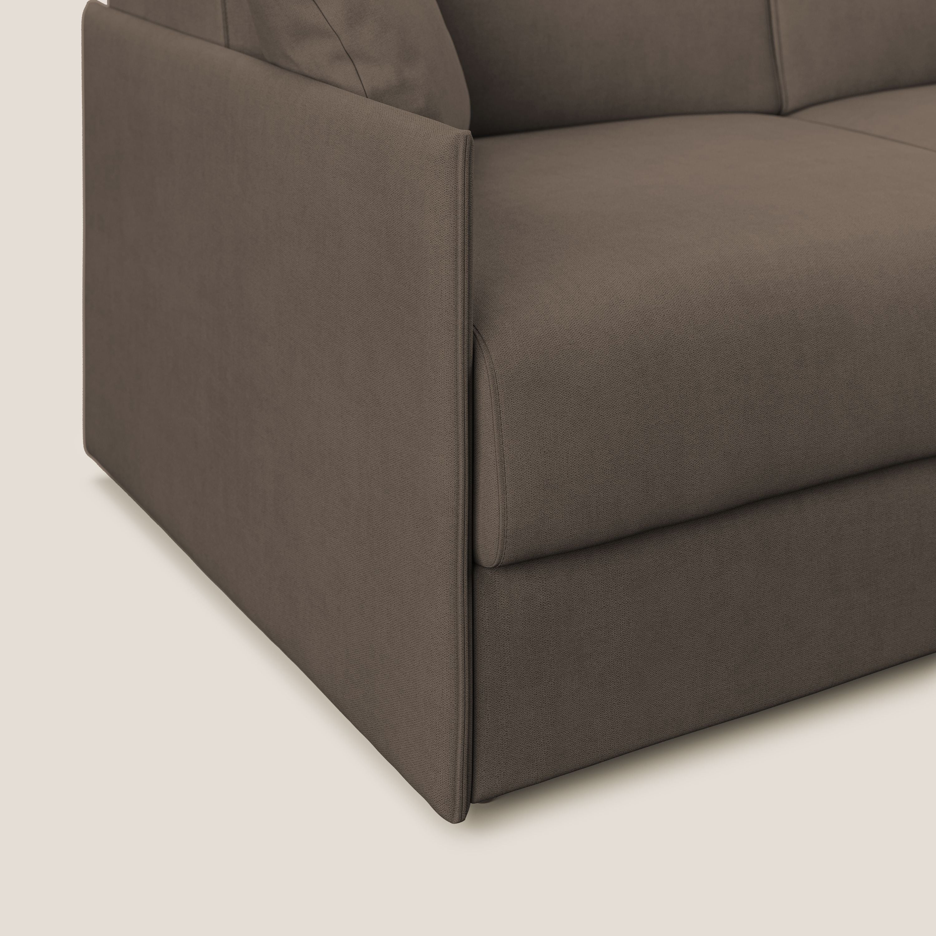 Evans Divano letto in morbido tessuto impermeabile T02 marrone - divani.store
