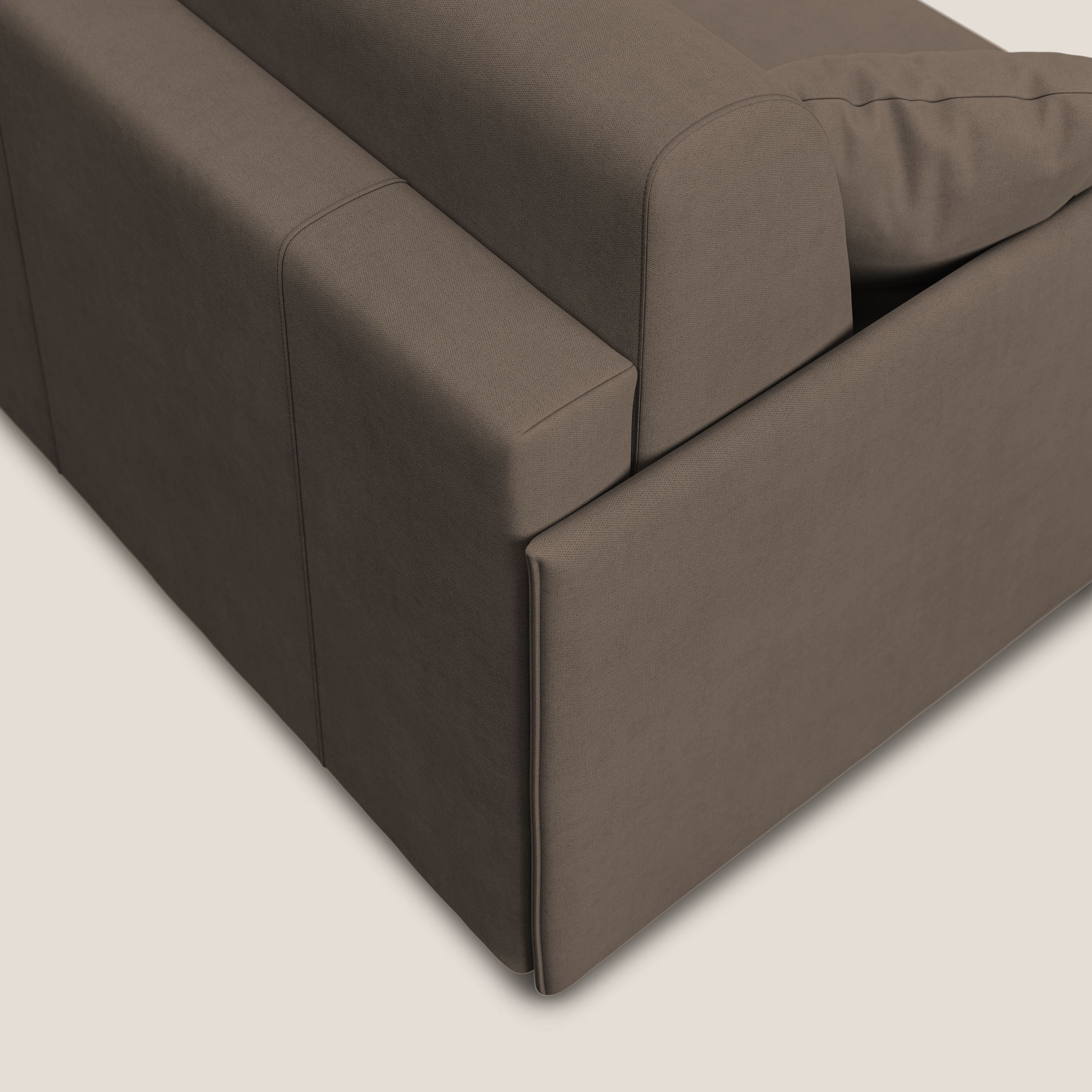 Evans Divano letto in morbido tessuto impermeabile T02 marrone - divani.store