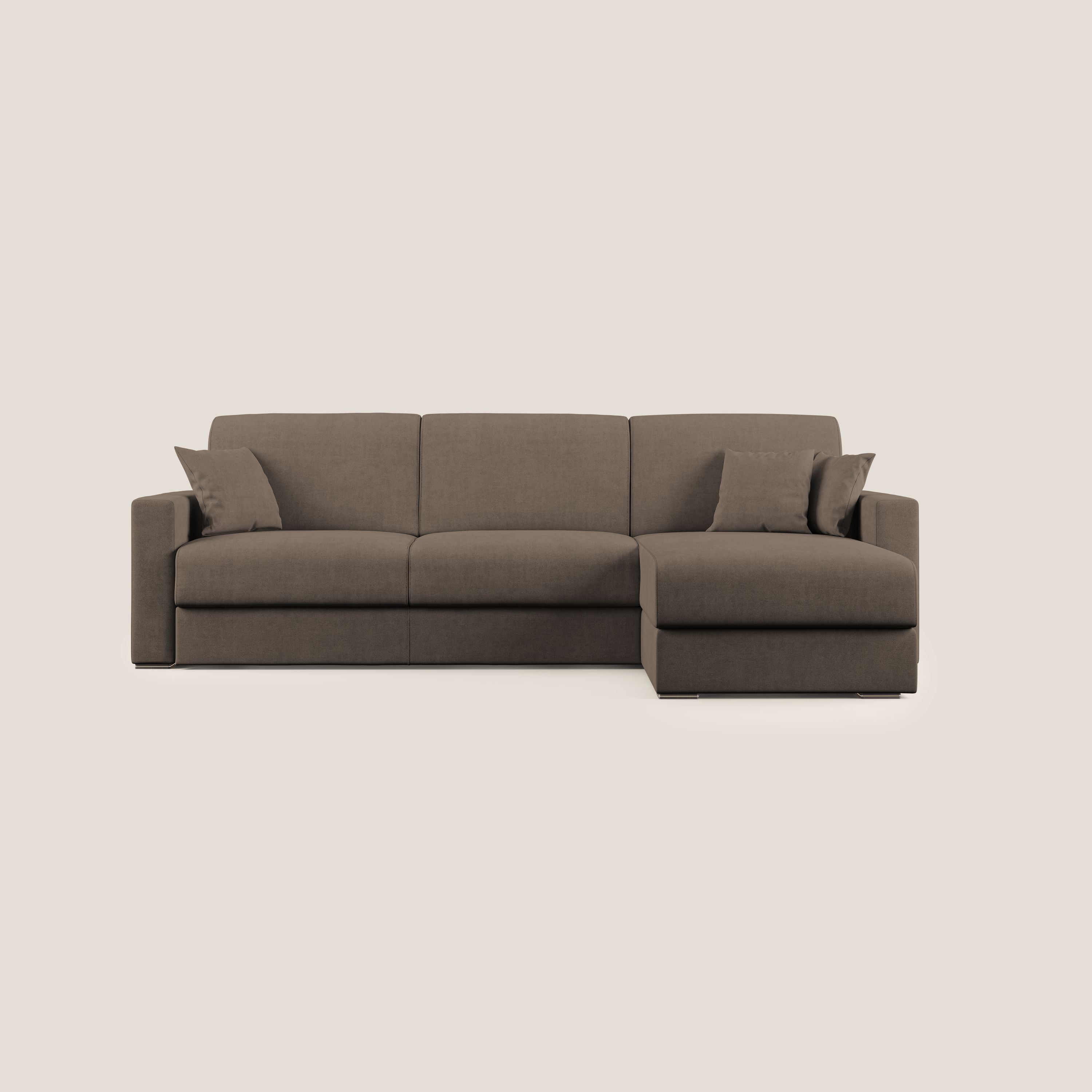 Best Divano letto angolare in tessuto impermeabile T02 marrone - divani.store