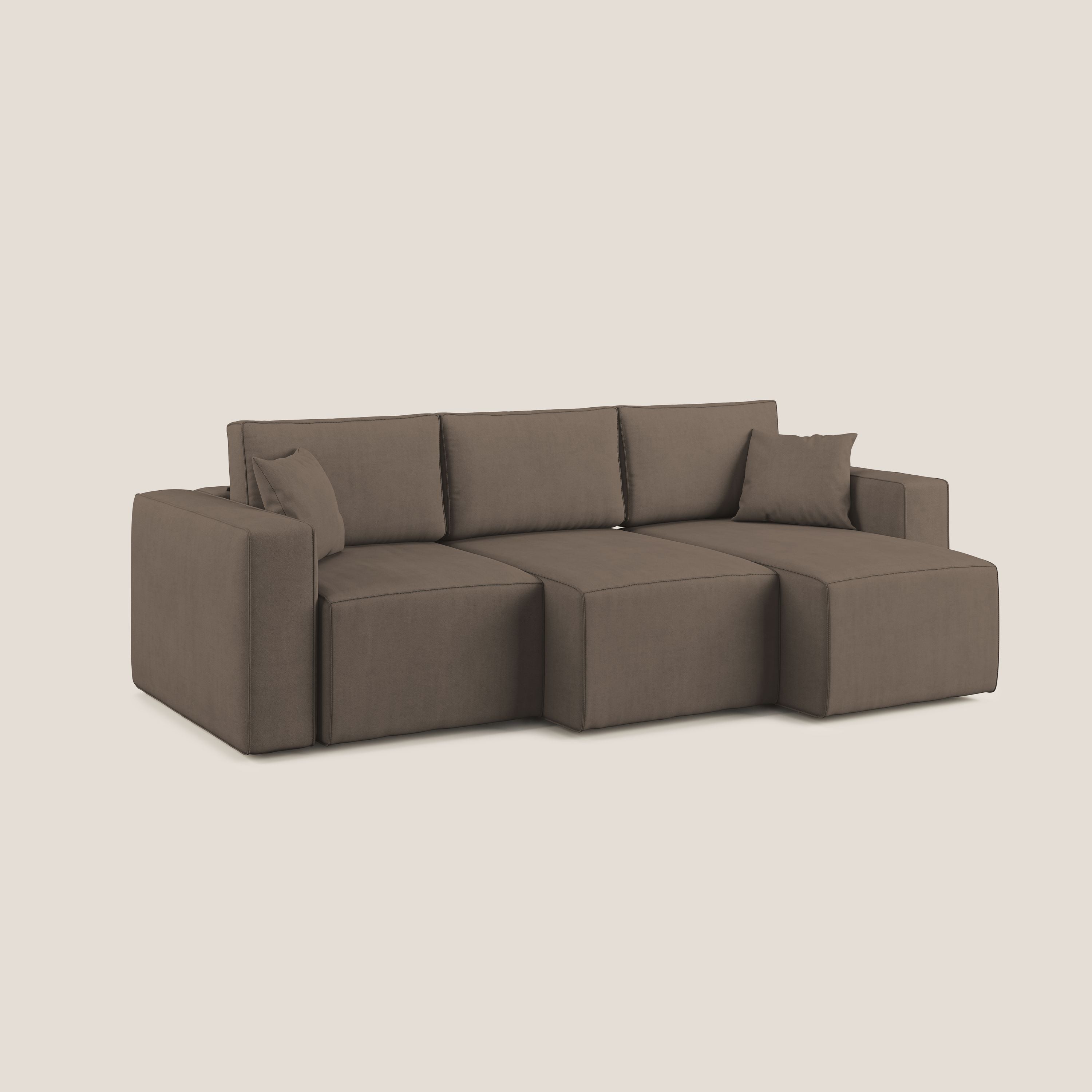 Morfeo divano con 3 sedute estraibili in morbido tessuto impermeabile T02 marrone - divani.store