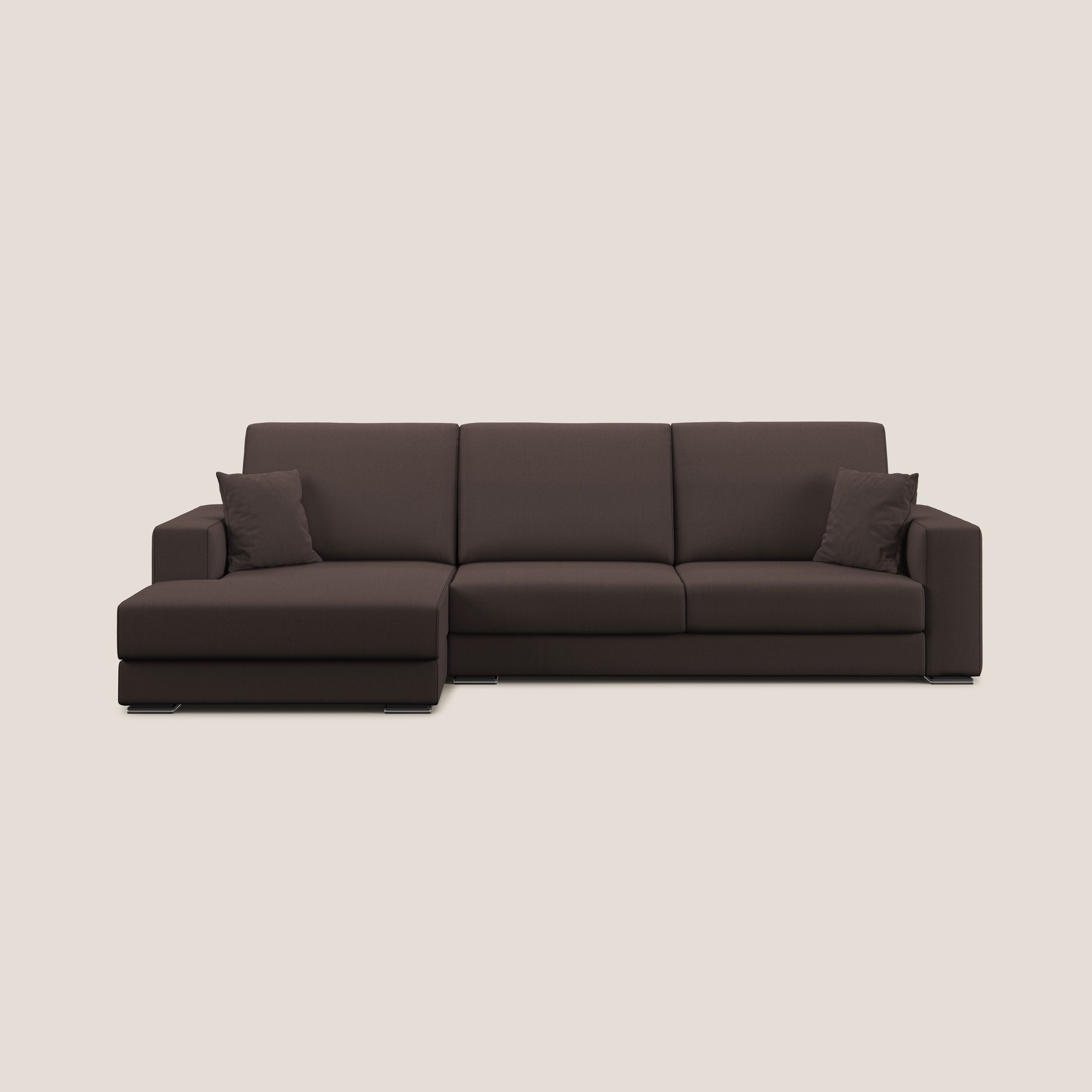 Marte divano angolare in tessuto smacchiabile impermeabile T08 marrone - divani.store