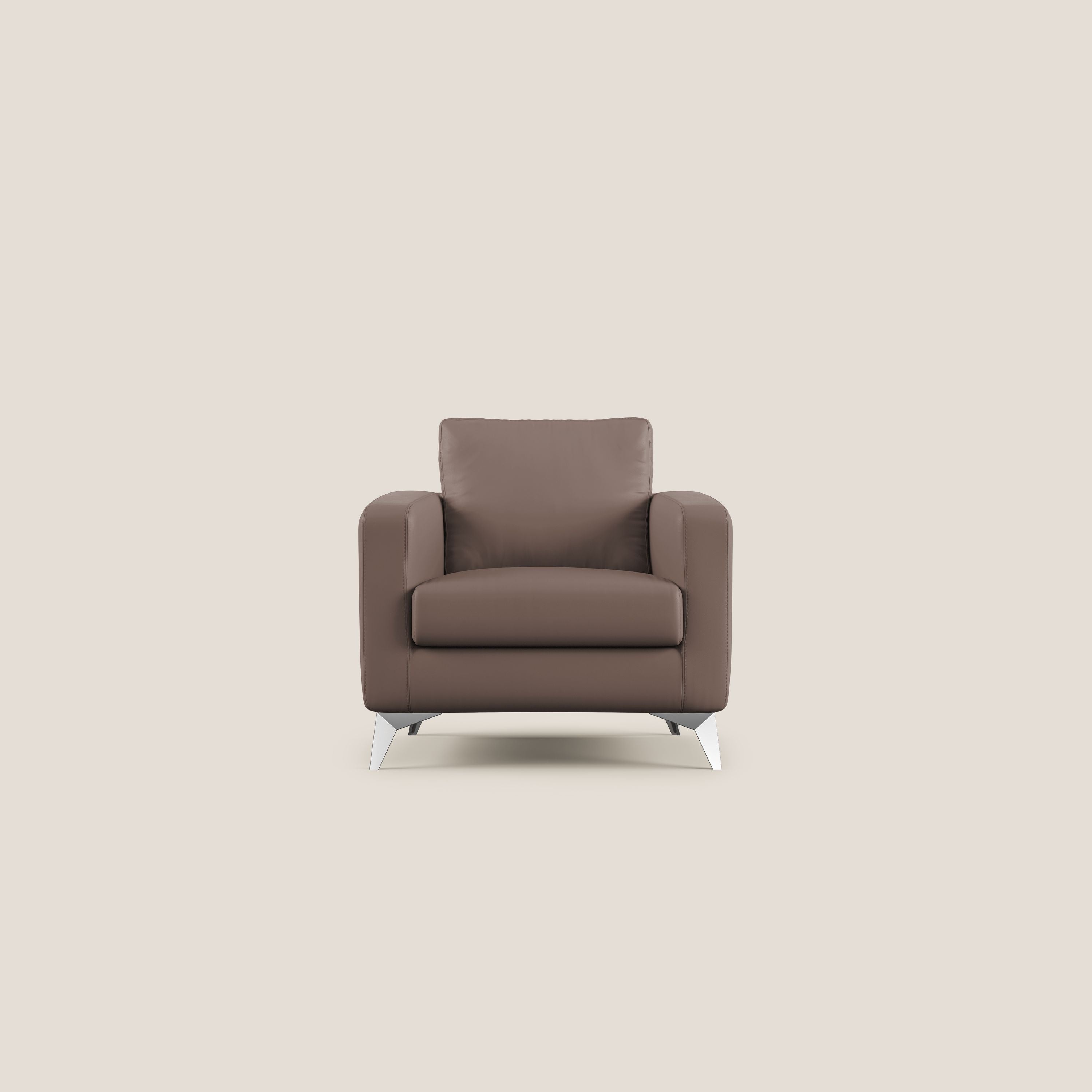 Orione Poltroncina in ecopelle moderna e impermeabile T04 marrone - divani.store