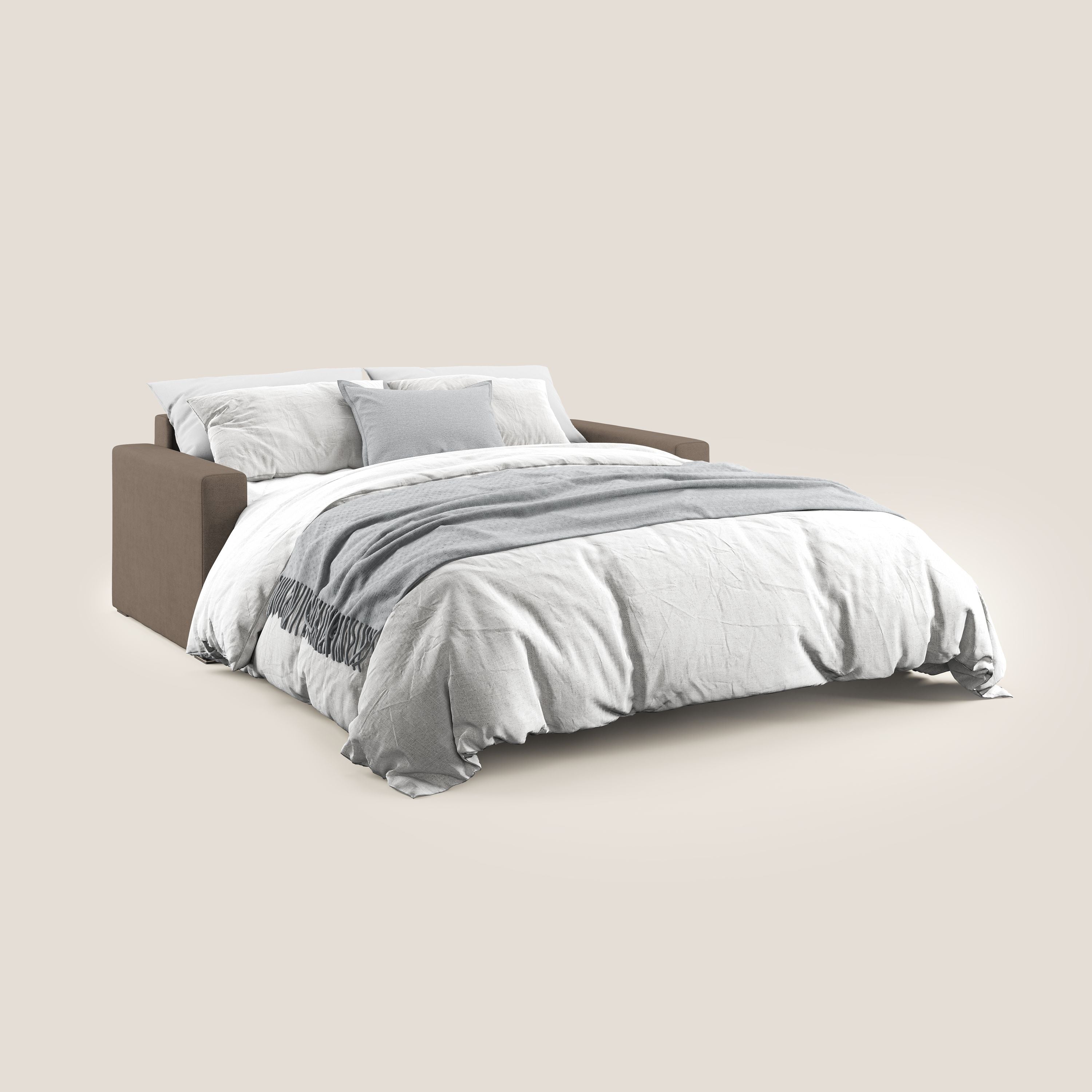 Best Divano letto matrimoniale in tessuto impermeabile T02 marrone - divani.store