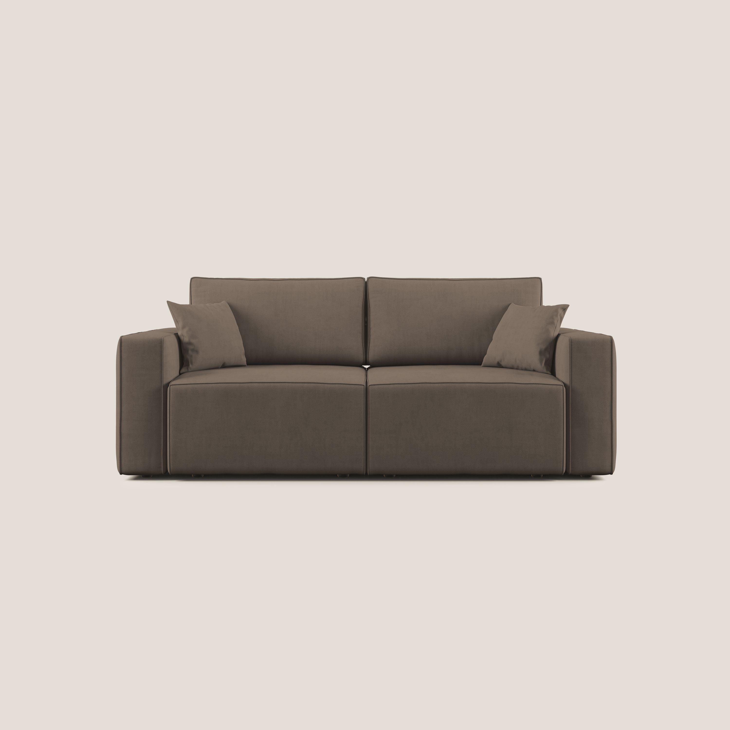 Morfeo divano con sedute estraibili in morbido tessuto impermeabile T02 marrone - divani.store