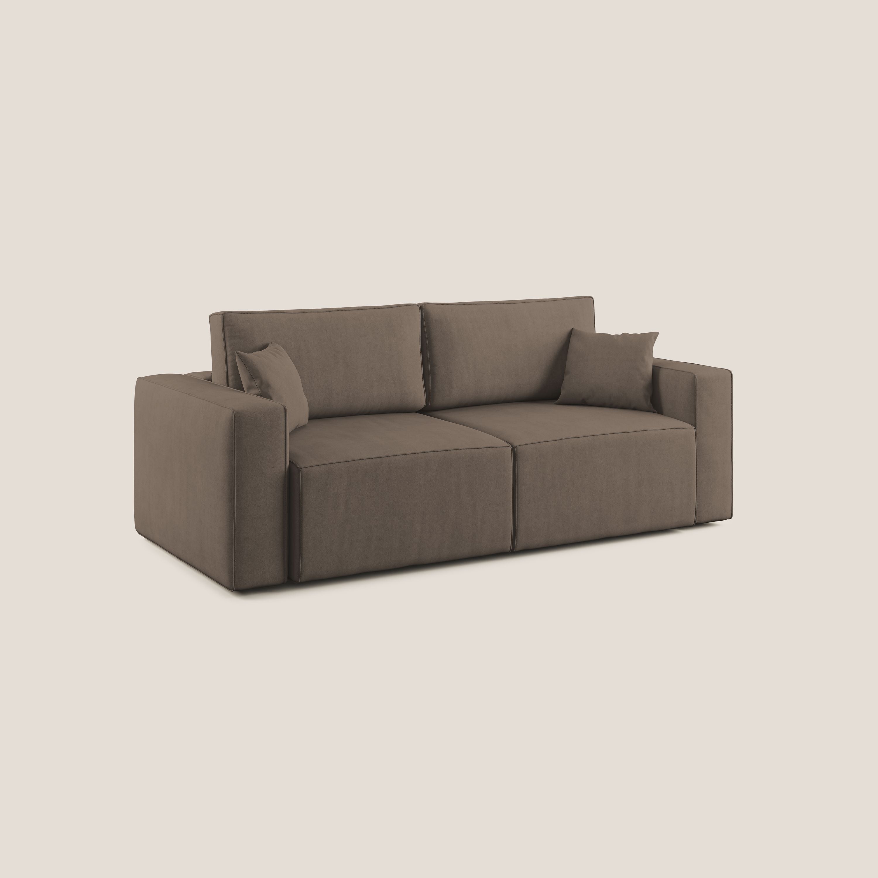 Morfeo divano con sedute estraibili in morbido tessuto impermeabile T02 marrone - divani.store