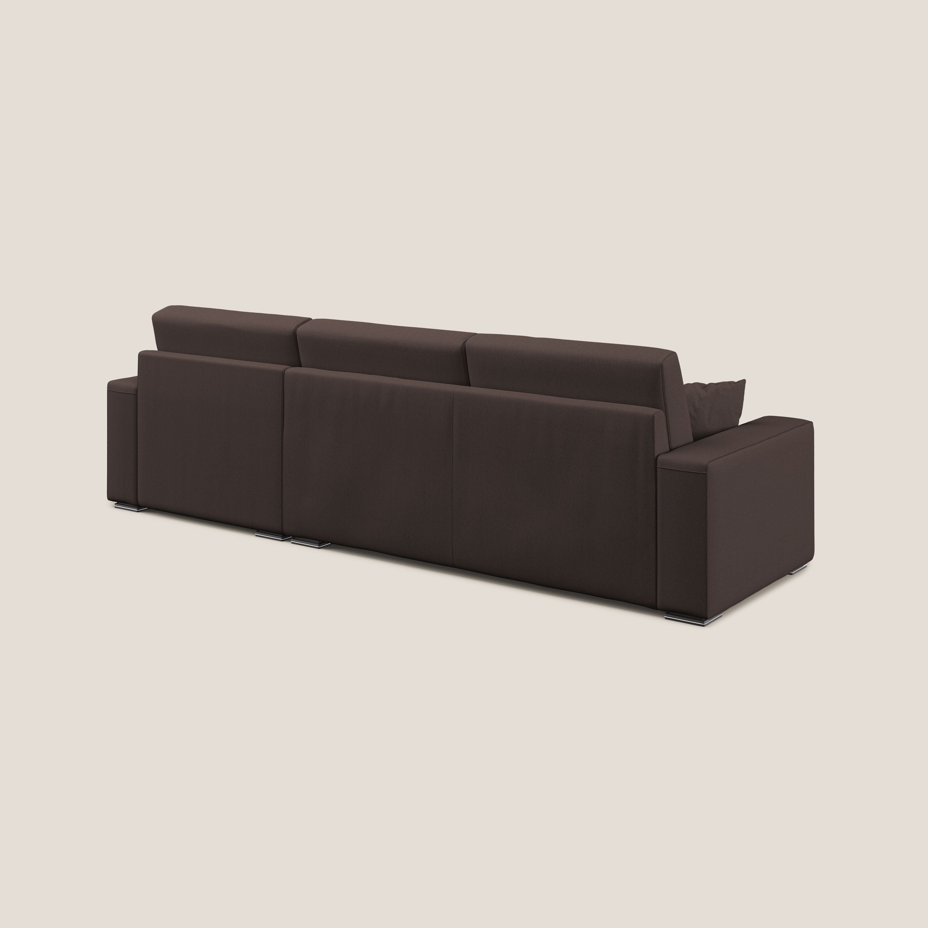 Marte divano angolare in tessuto smacchiabile impermeabile T08 marrone - divani.store