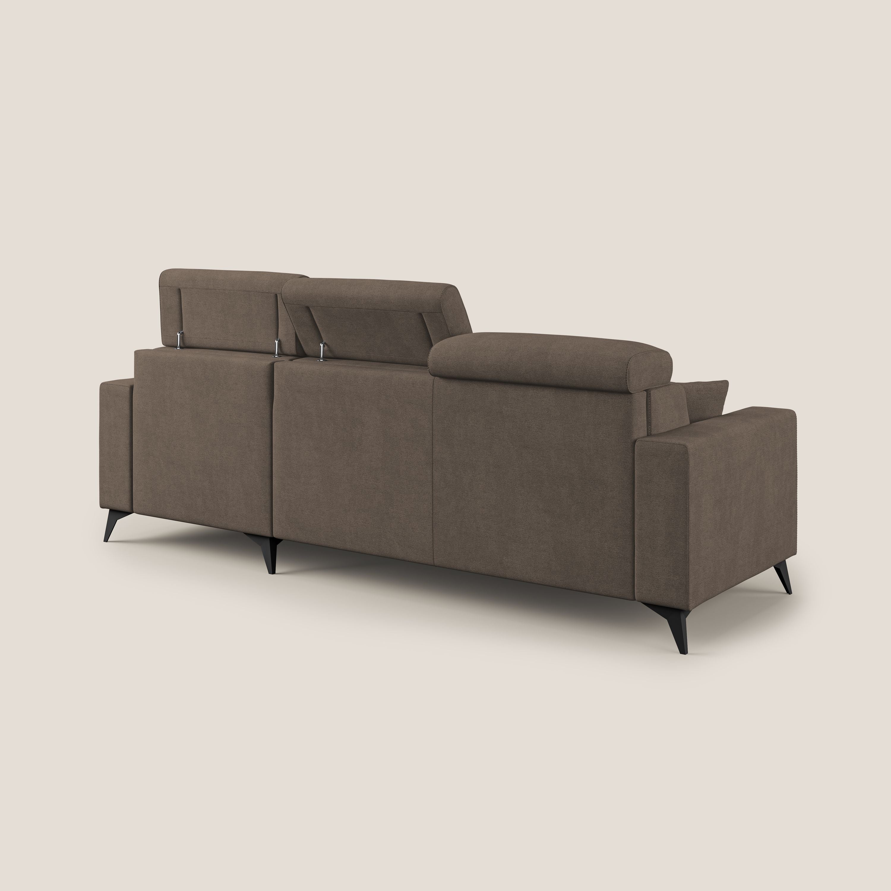 Pegaso divano letto angolare con poggiatesta reclinabili e rivestimento impermeabile T02 marrone - divani.store