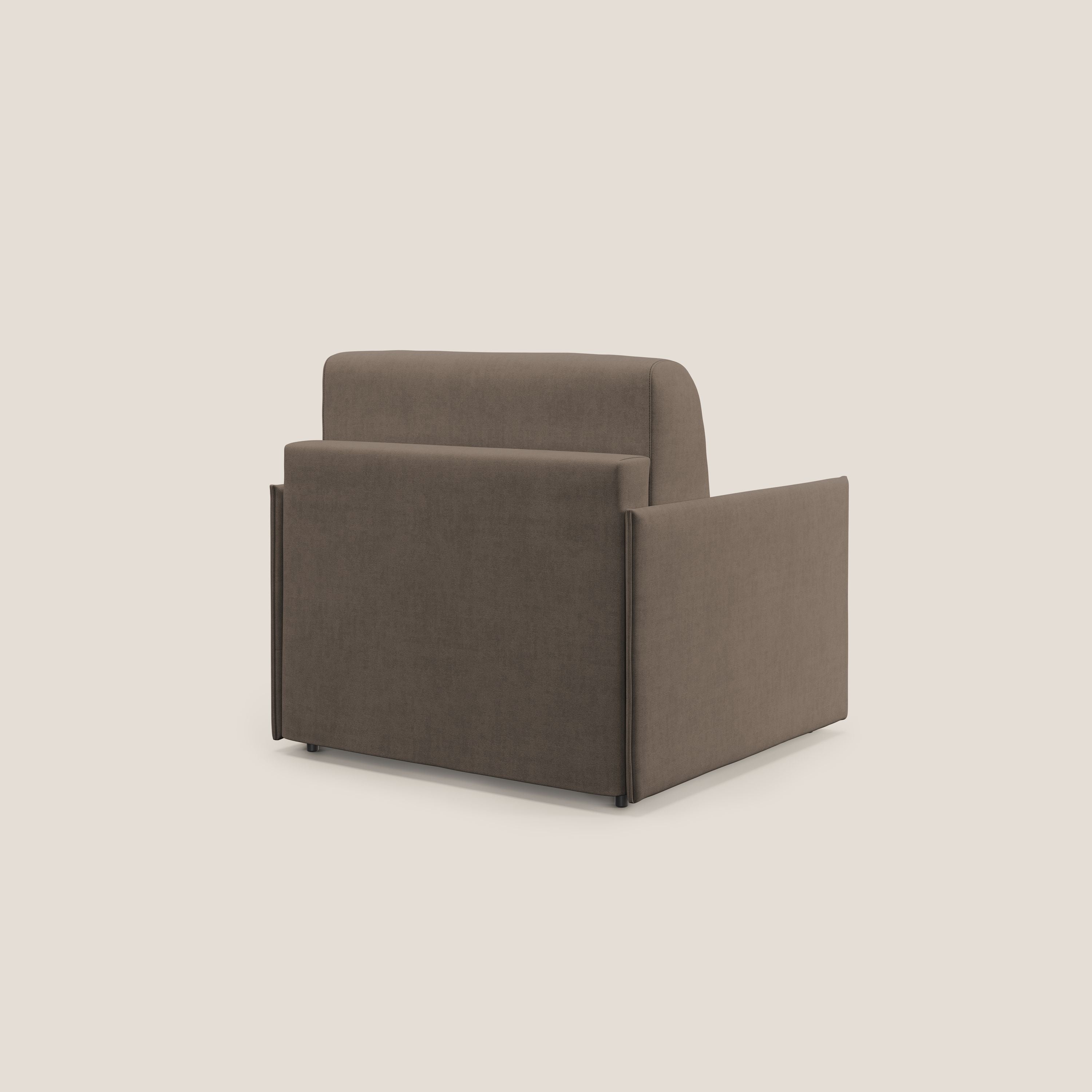 Evans poltrona letto in morbido tessuto impermeabile T02 marrone - divani.store