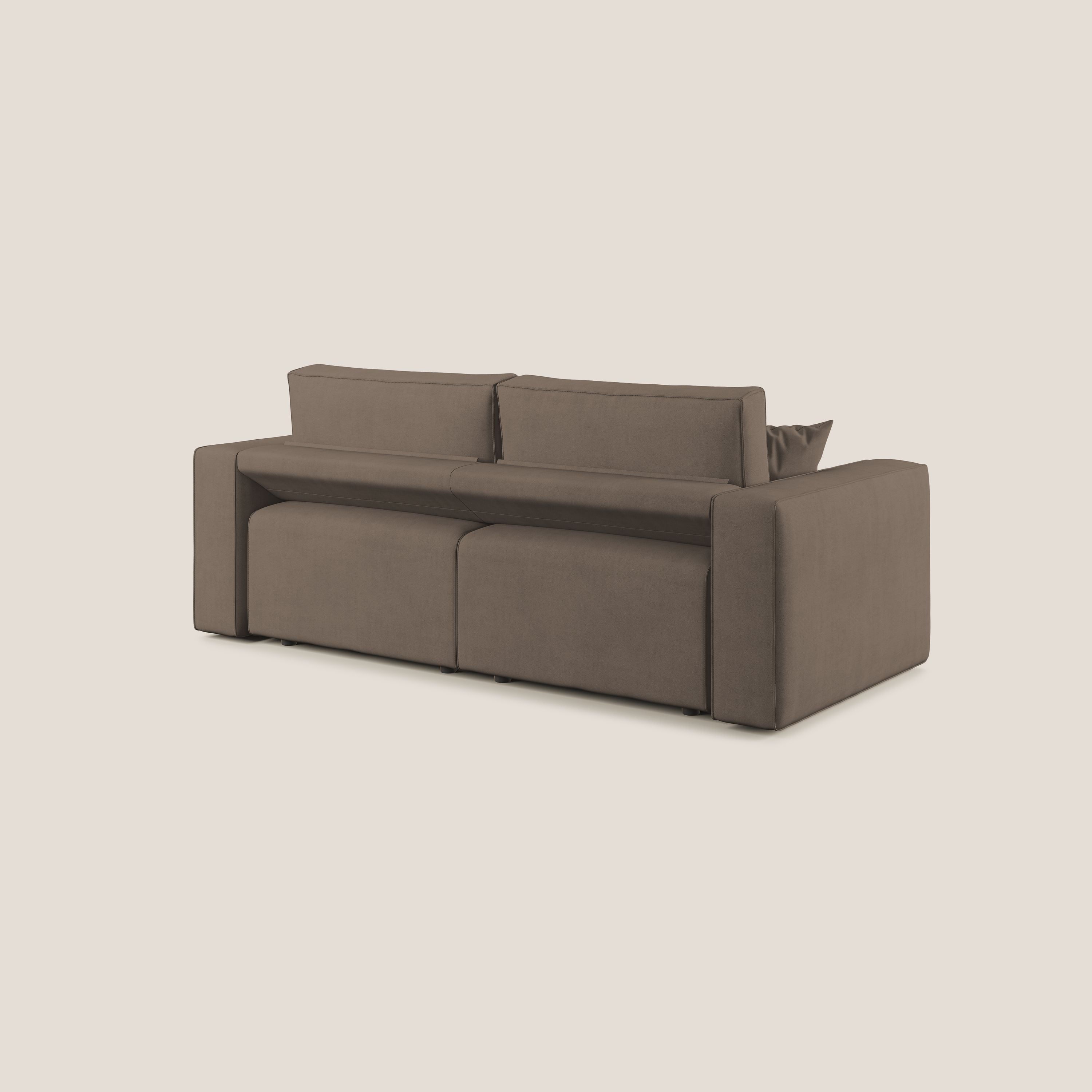 Morfeo divano con sedute estraibili in morbido tessuto impermeabile T02 marrone - divani.store
