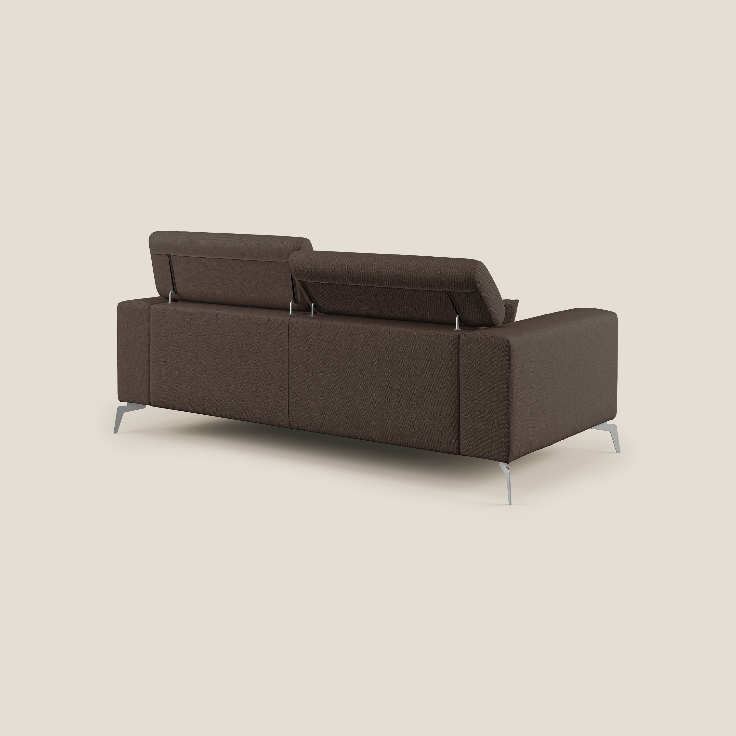 Blade Divano con poggiatesta reclinabili in tessuto impermeabile misto cotone T13 marrone - divani.store