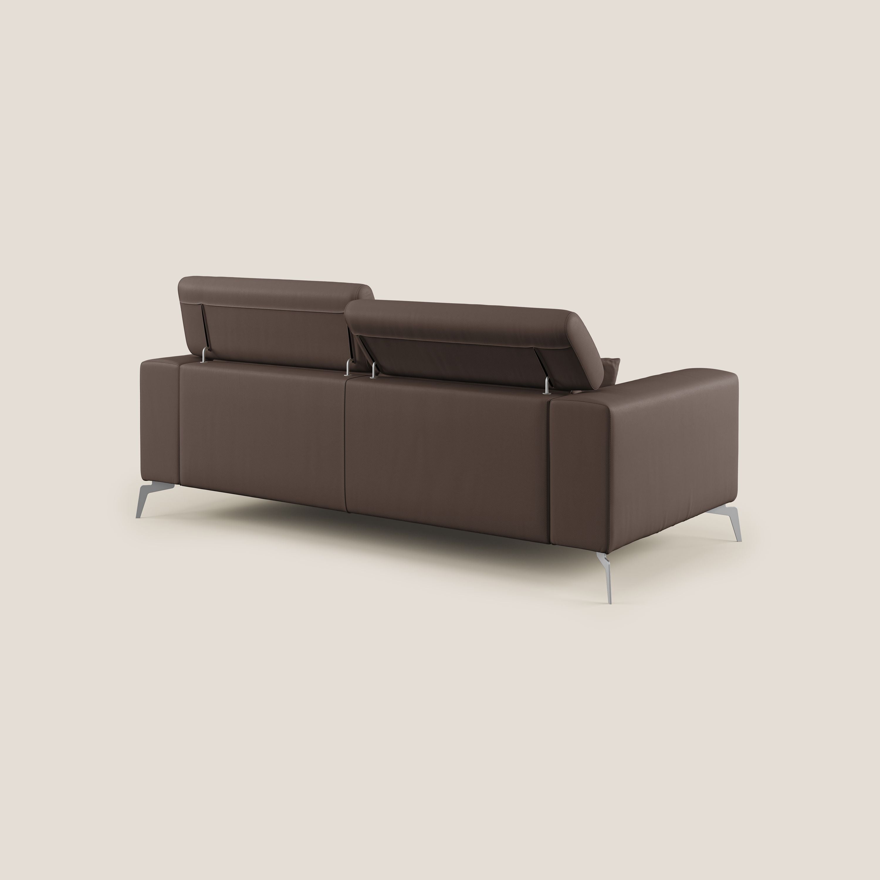 Blade Divano moderno con poggiatesta reclinabili in Ecopelle T04 marrone - divani.store