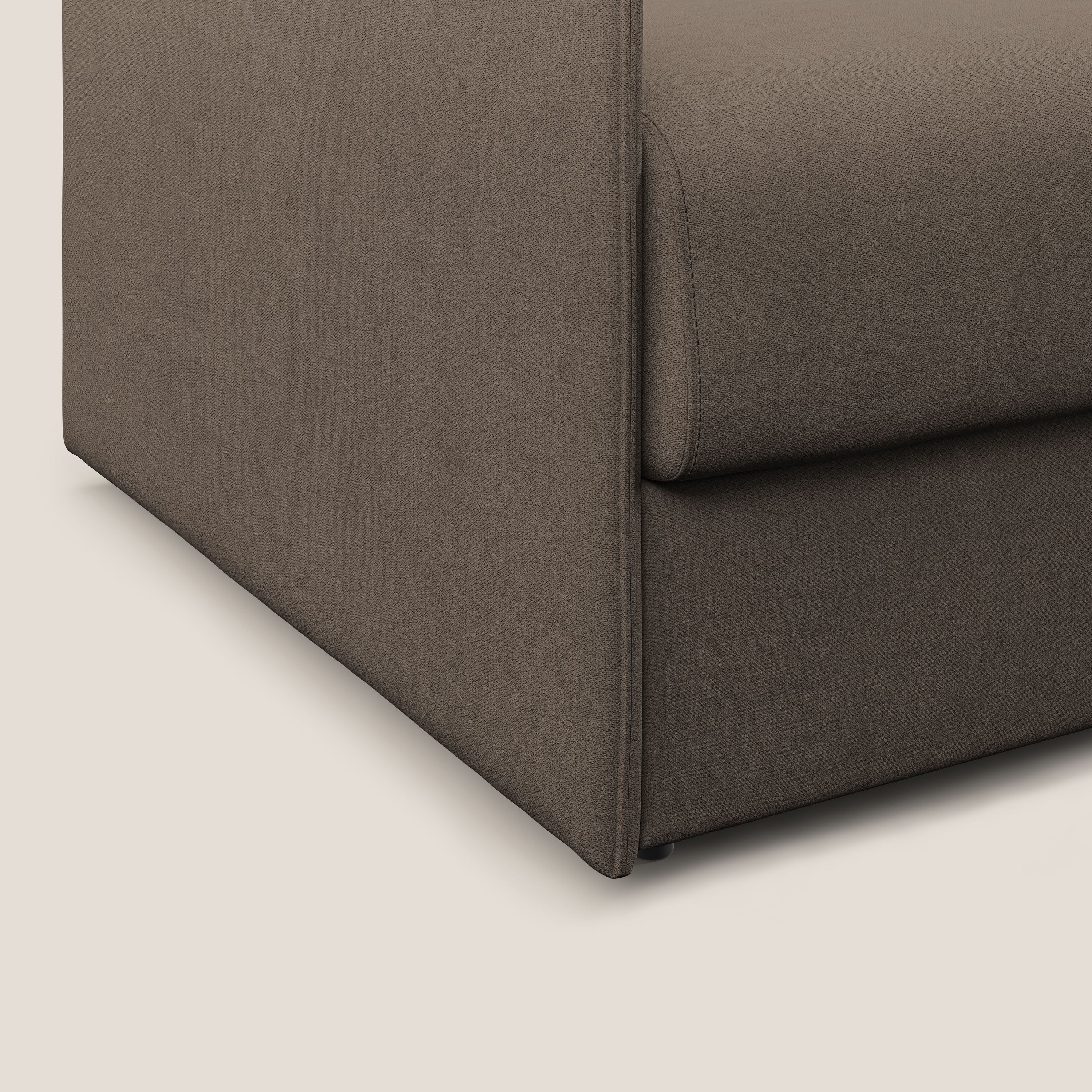 Evans poltrona letto in morbido tessuto impermeabile T02 marrone - divani.store