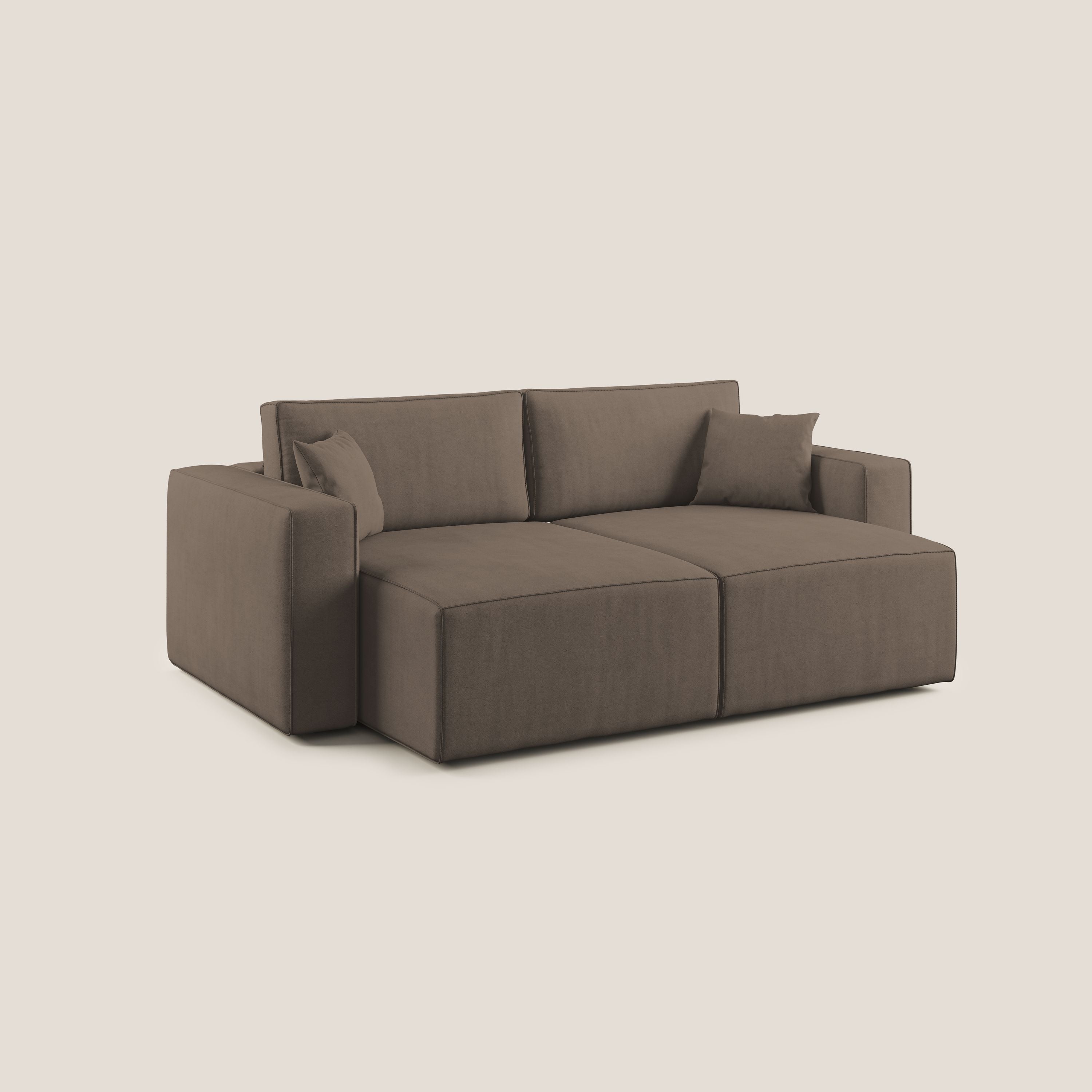 Morfeo divano con sedute estraibili in morbido tessuto impermeabile T02 marrone - divani.store