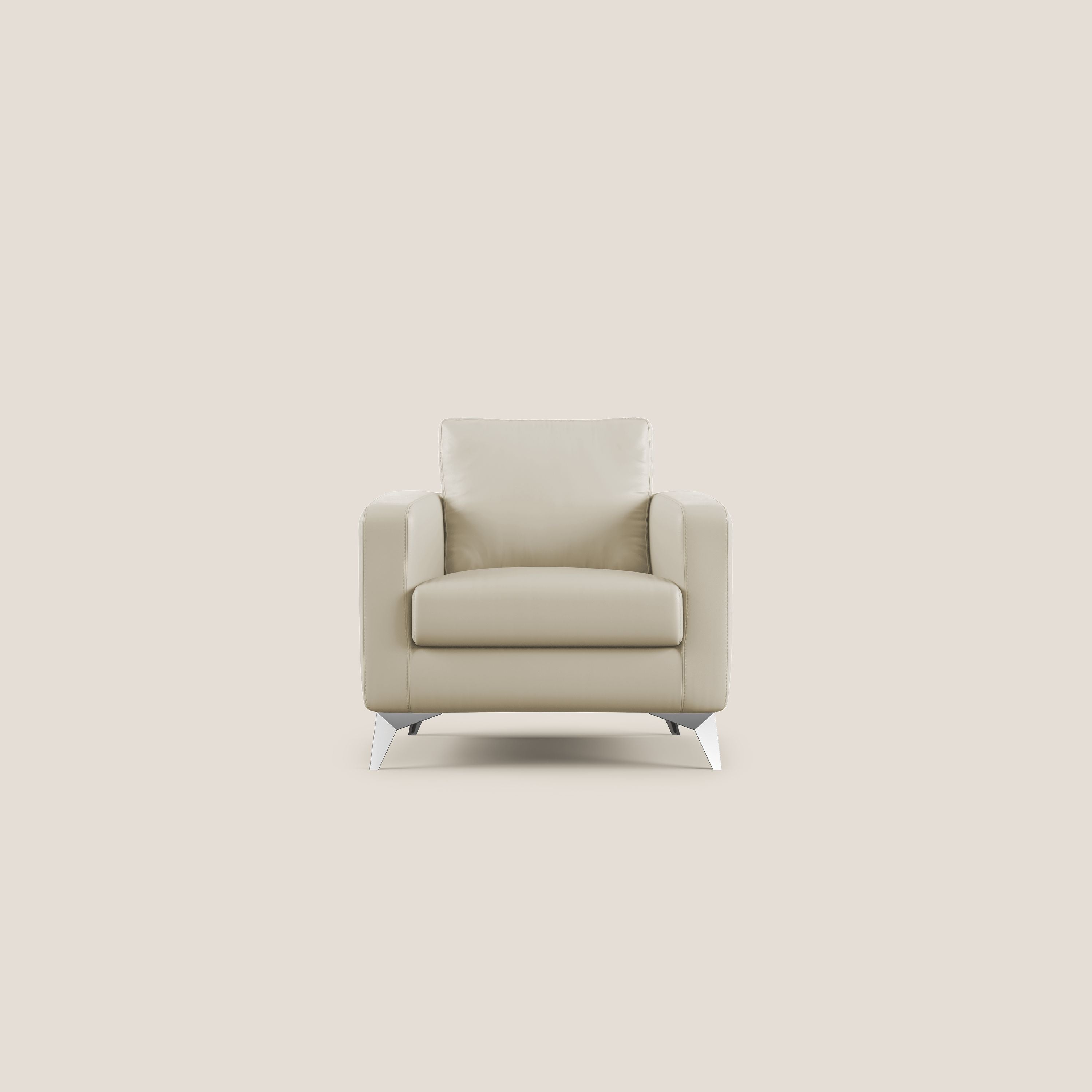 Orione Poltroncina in ecopelle moderna e impermeabile T04 panna - divani.store
