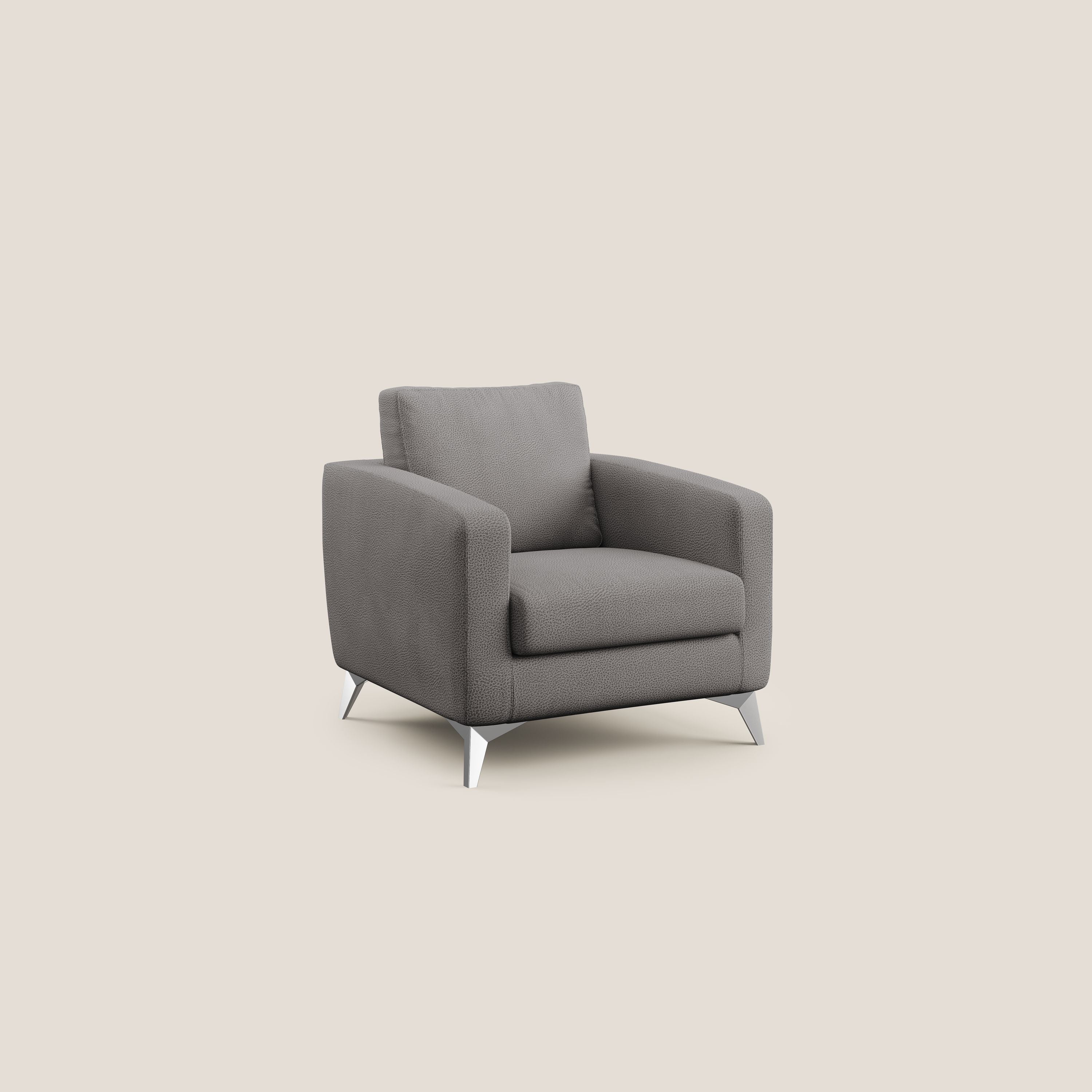 Orione Poltroncina in microfibra smacchiabile effetto pelle T15 antracite - divani.store
