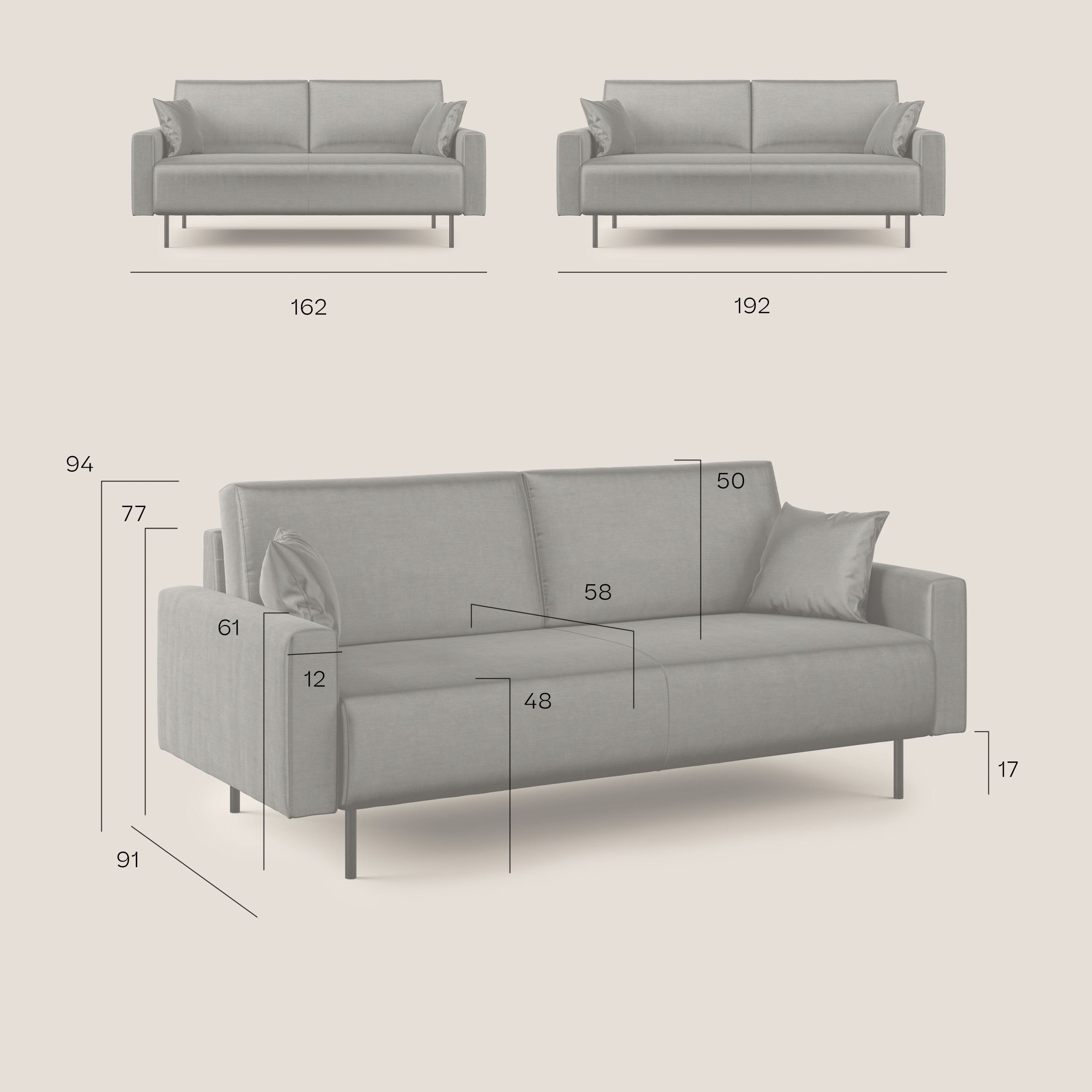 Arthur divano moderno in velluto morbido impermeabile T01 grigio - divani.store