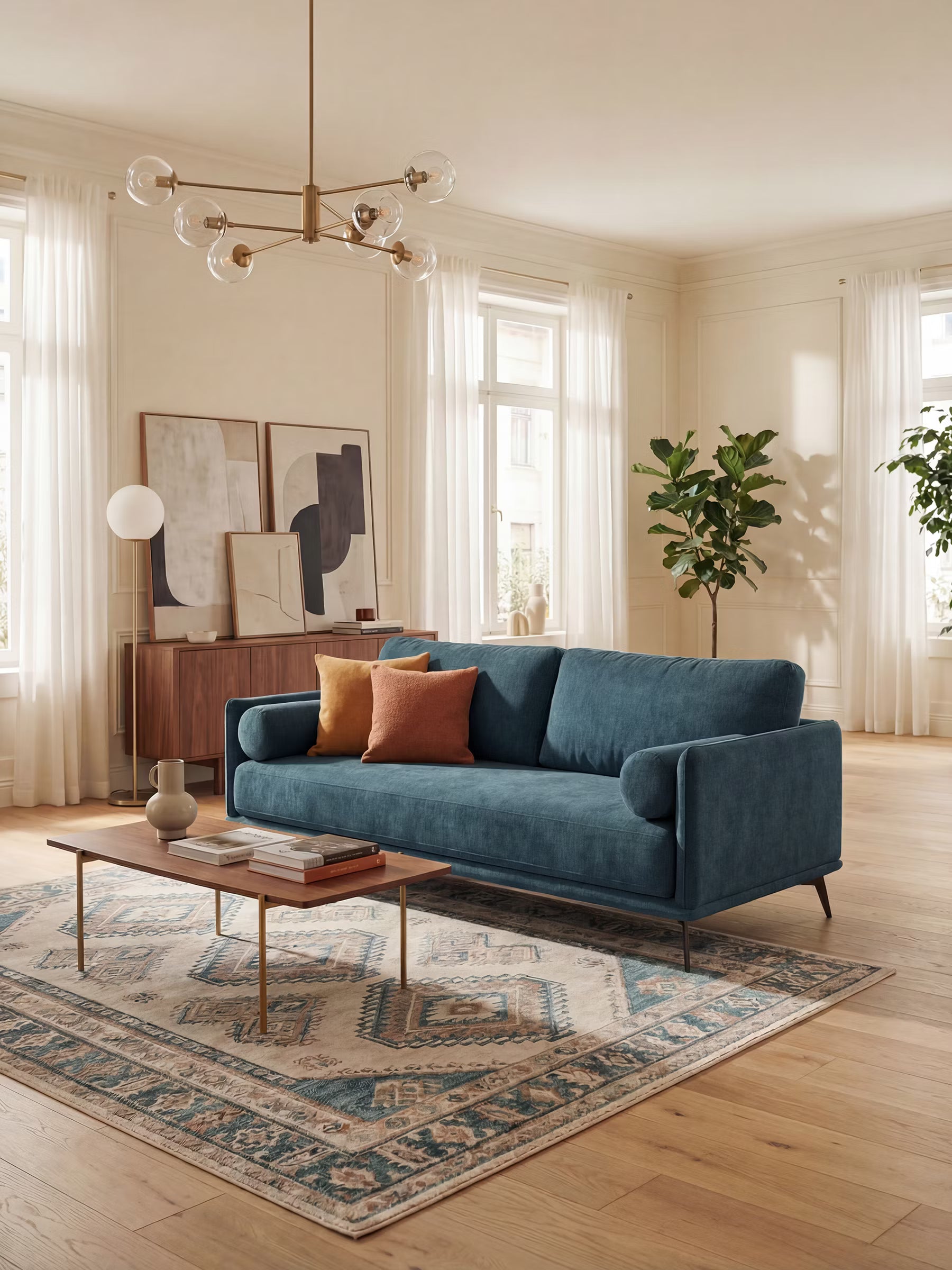 Basalto Canapé linéaire 2 3 et 4 places avec assise unique et base en métal en tissu anti-taches T31