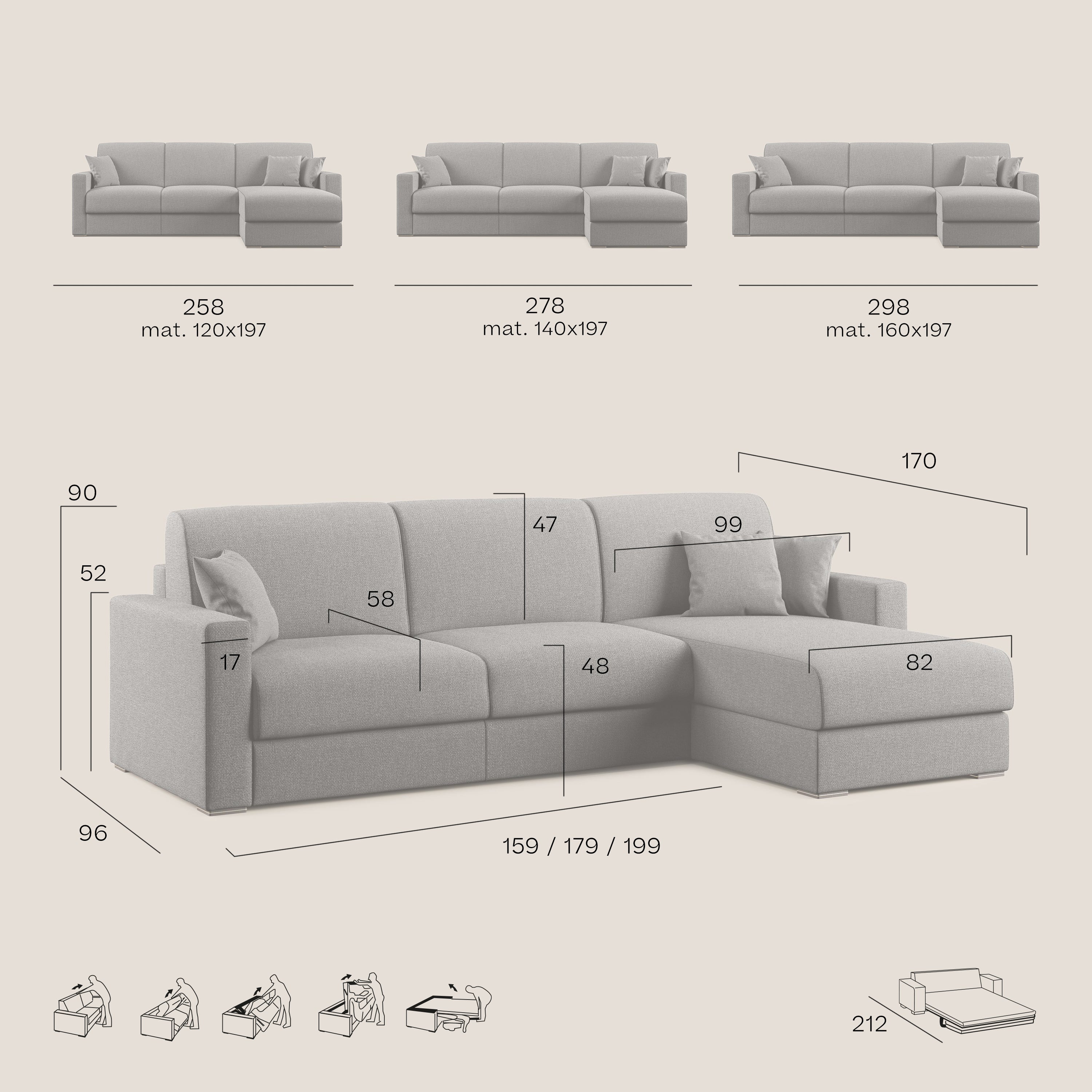 Best Divano letto angolare in tessuto impermeabile T02 panna - divani.store