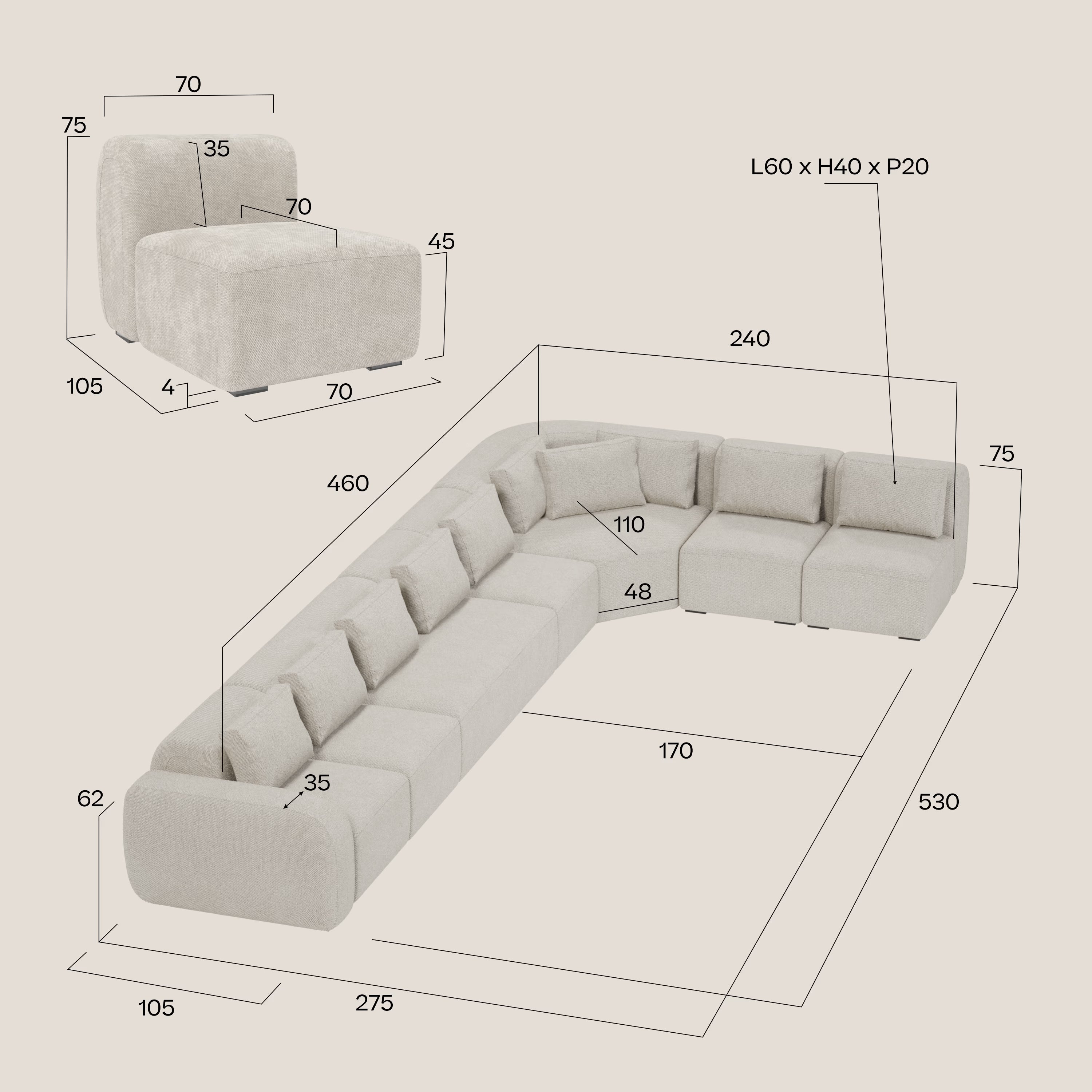 BonBon Grande Fratello Edition - canapé d'angle modulable en exclusivité GF