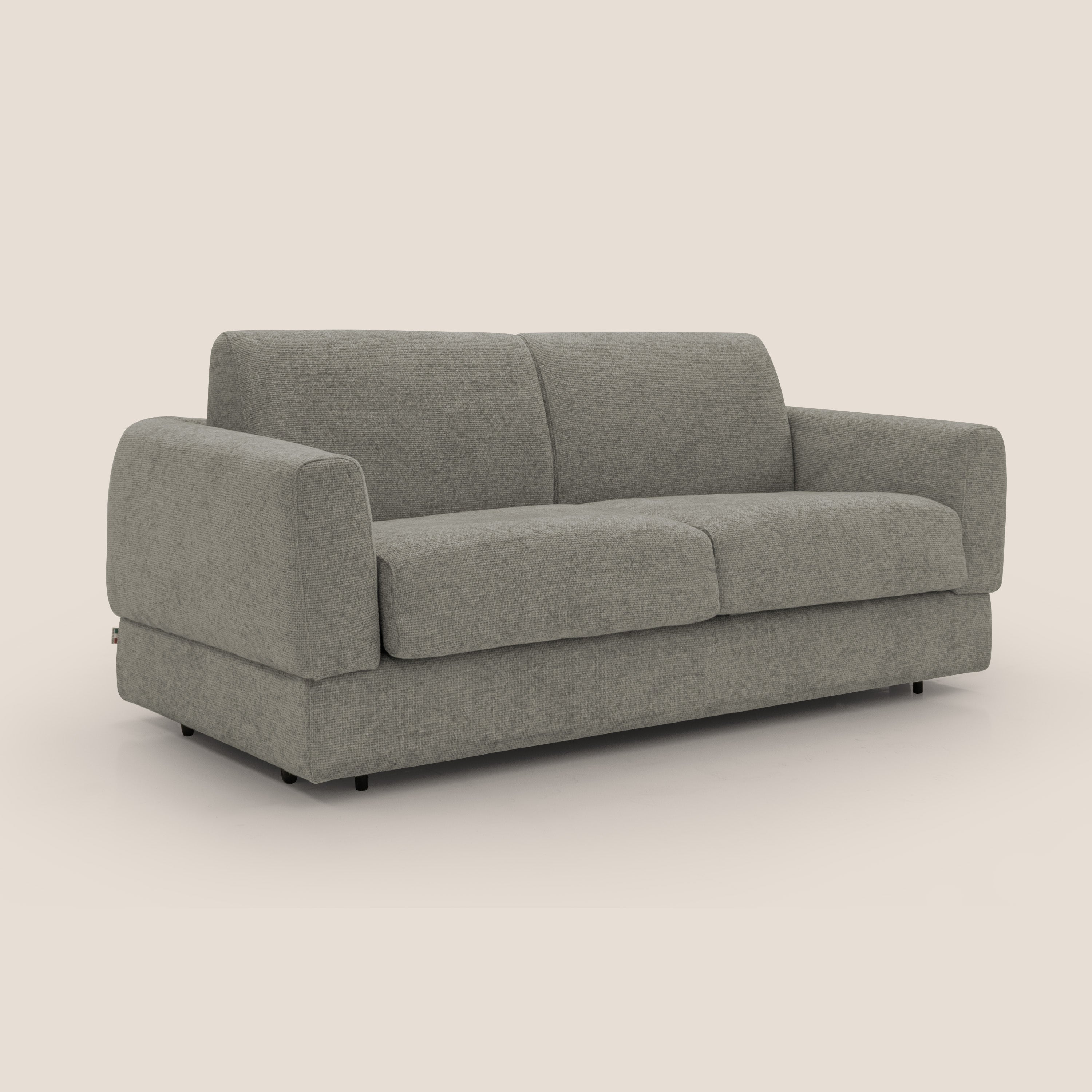 Happy Divano letto matrimoniale con materasso h18 cm in tessuto impermeabile T10 talpa - divani.store