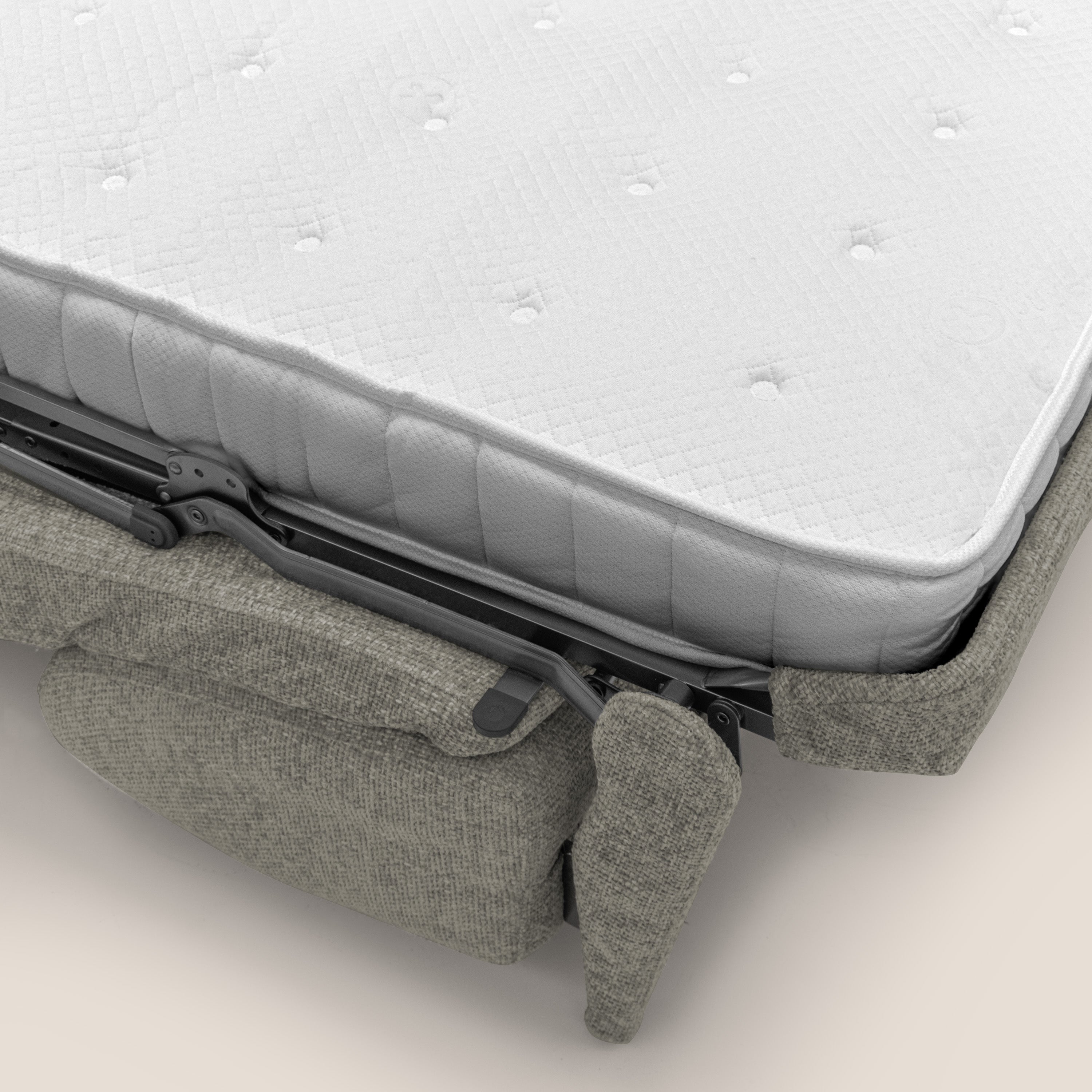 Happy Divano letto matrimoniale con materasso h18 cm in tessuto impermeabile T10 talpa - divani.store