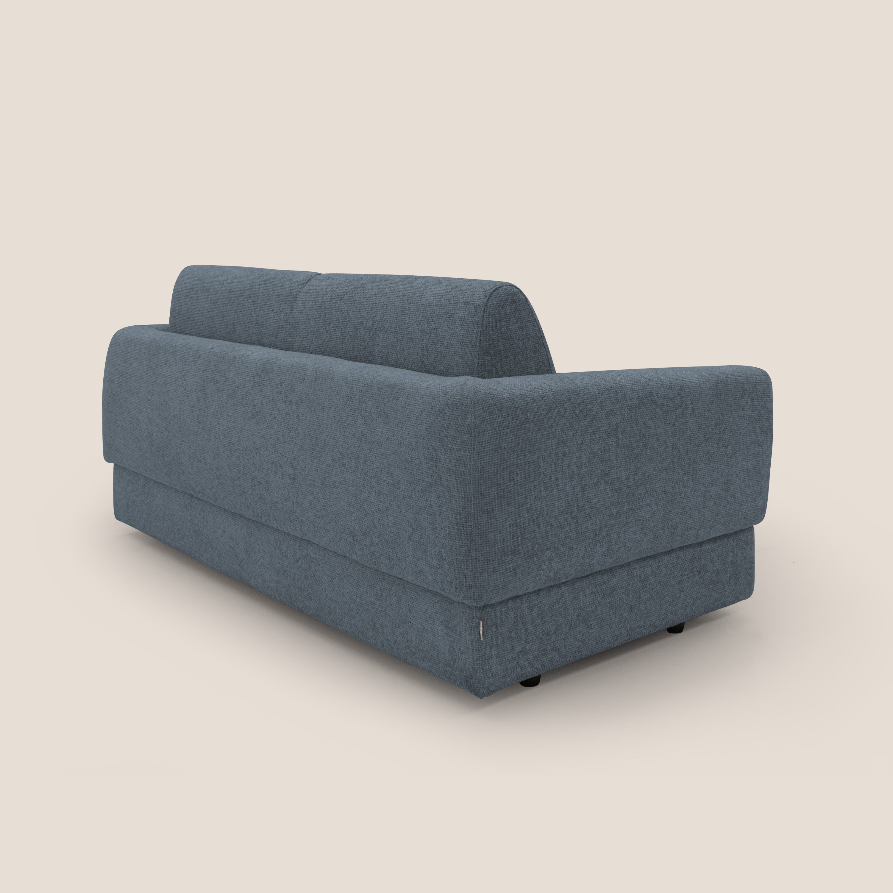 Happy Divano letto matrimoniale con materasso h18 cm in tessuto impermeabile T10 blu - divani.store