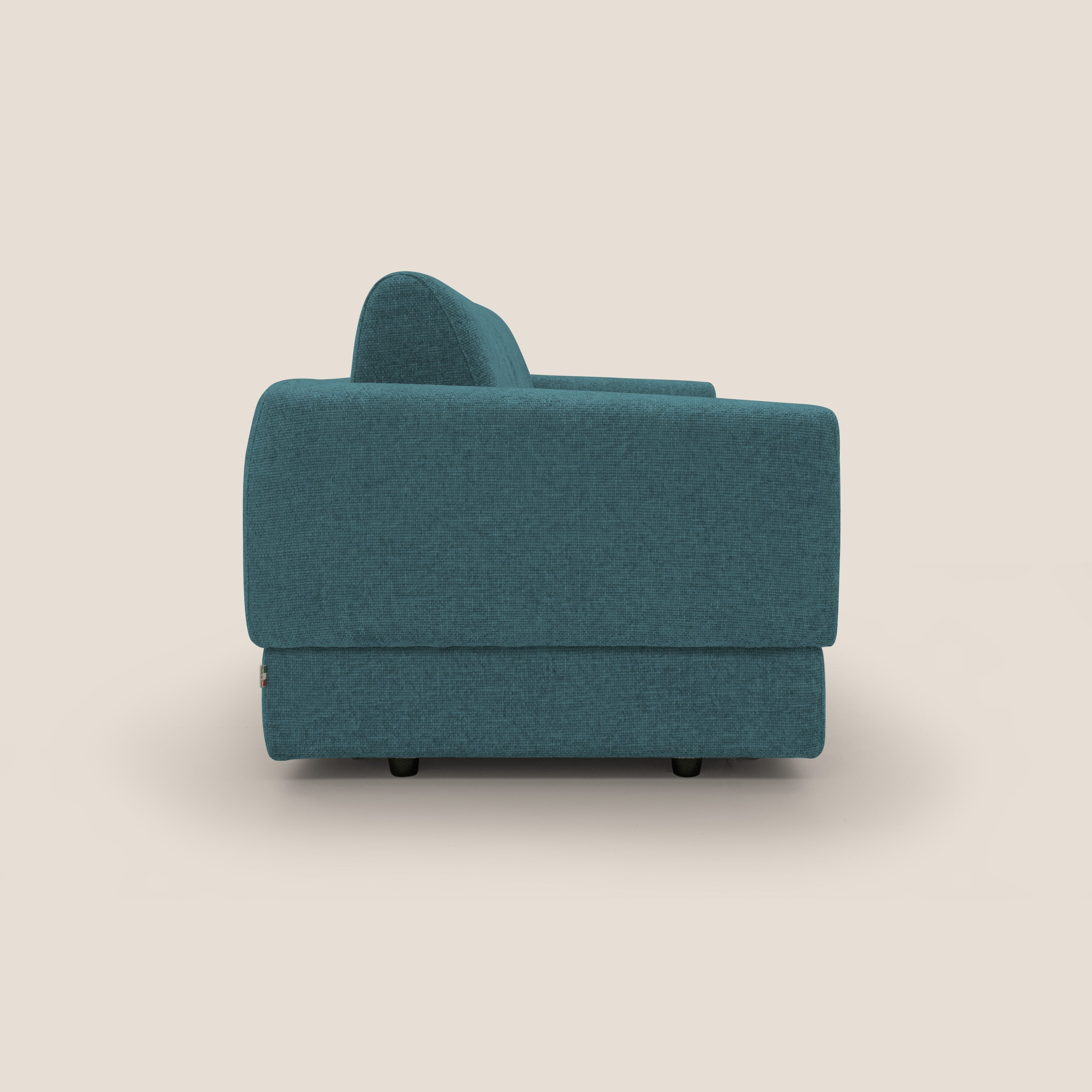 Happy Divano letto matrimoniale con materasso h18 cm in tessuto impermeabile T10 petrolio - divani.store