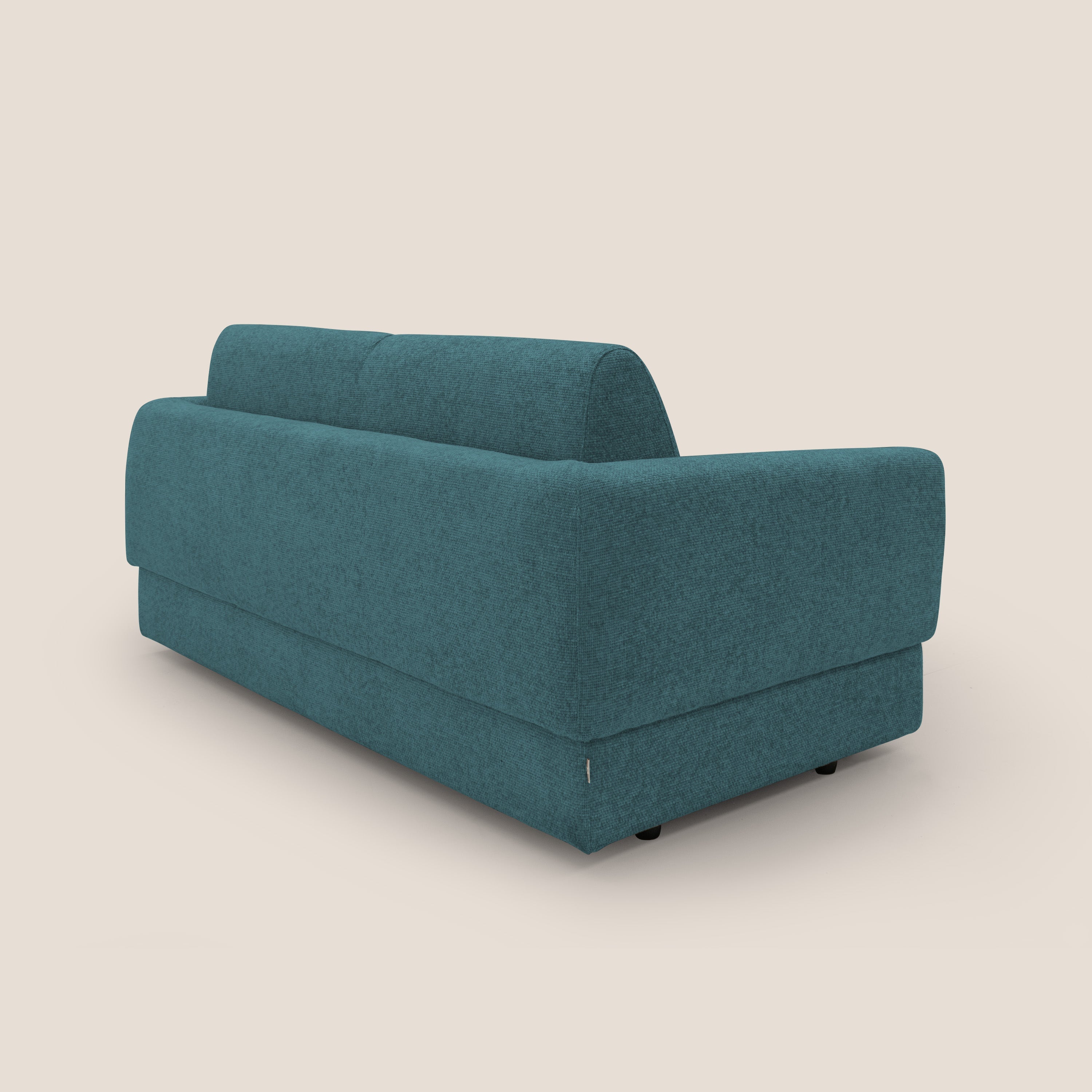 Happy Divano letto matrimoniale con materasso h18 cm in tessuto impermeabile T10 petrolio - divani.store