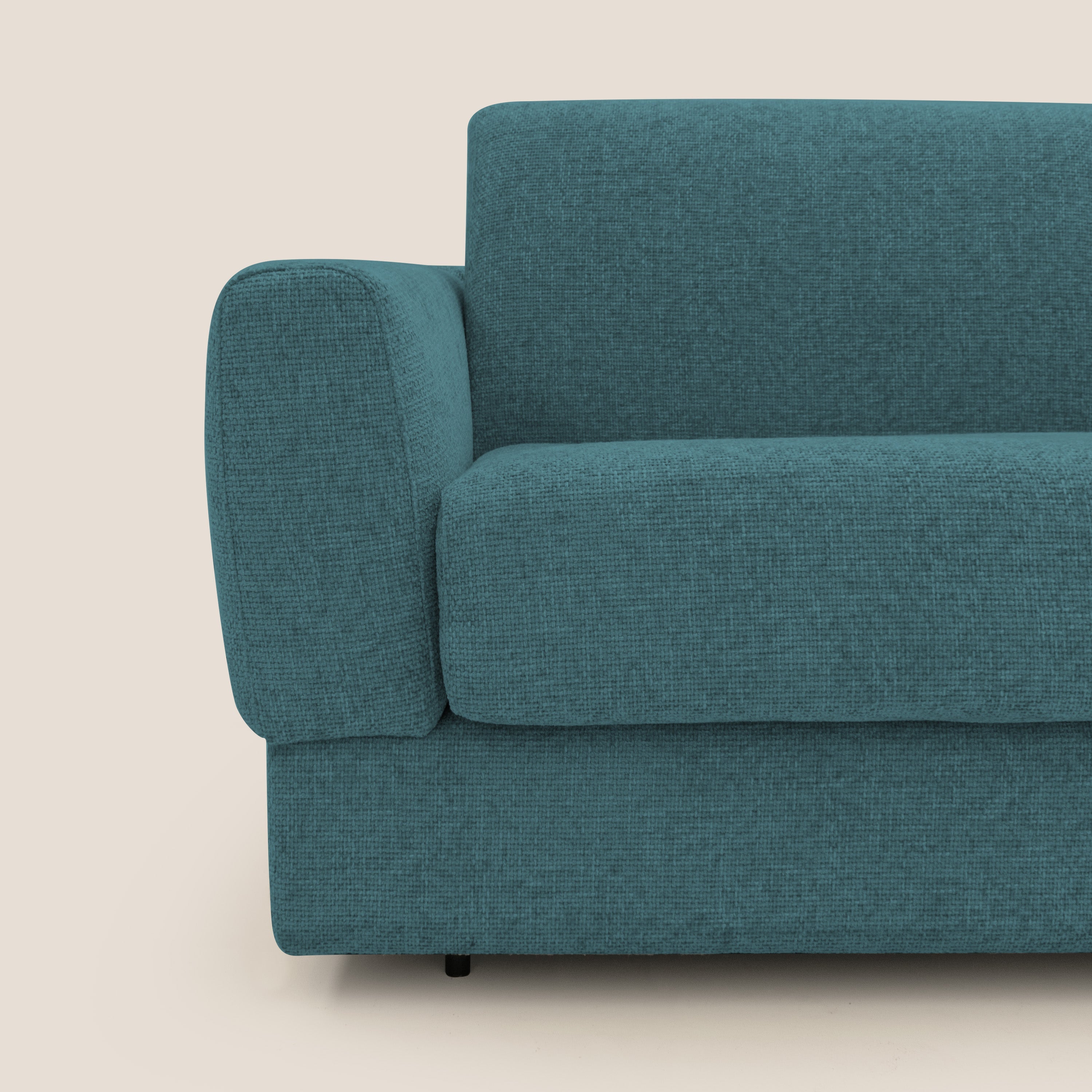 Happy Divano letto matrimoniale con materasso h18 cm in tessuto impermeabile T10 petrolio - divani.store