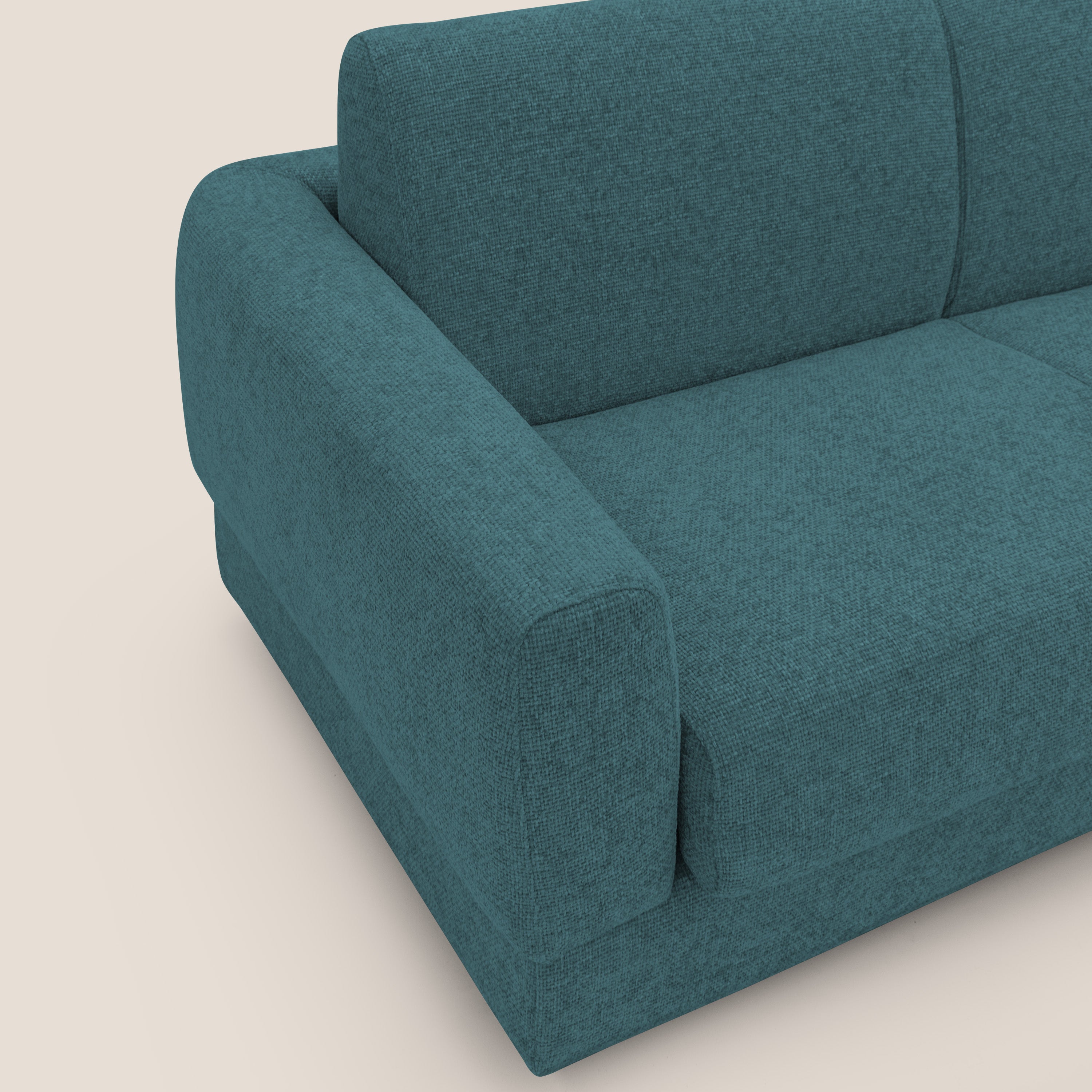 Happy Divano letto matrimoniale con materasso h18 cm in tessuto impermeabile T10 petrolio - divani.store