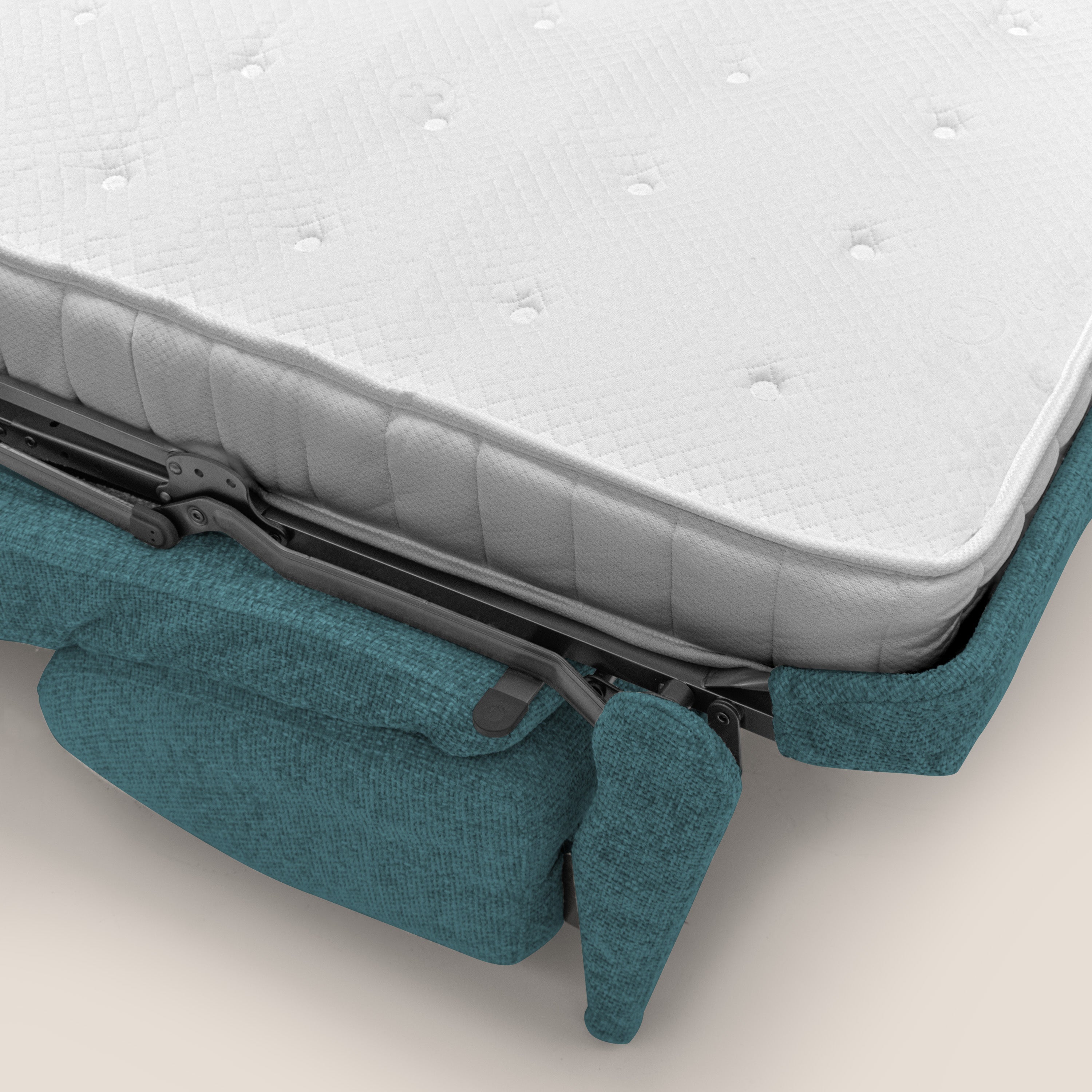 Happy Divano letto matrimoniale con materasso h18 cm in tessuto impermeabile T10 petrolio - divani.store