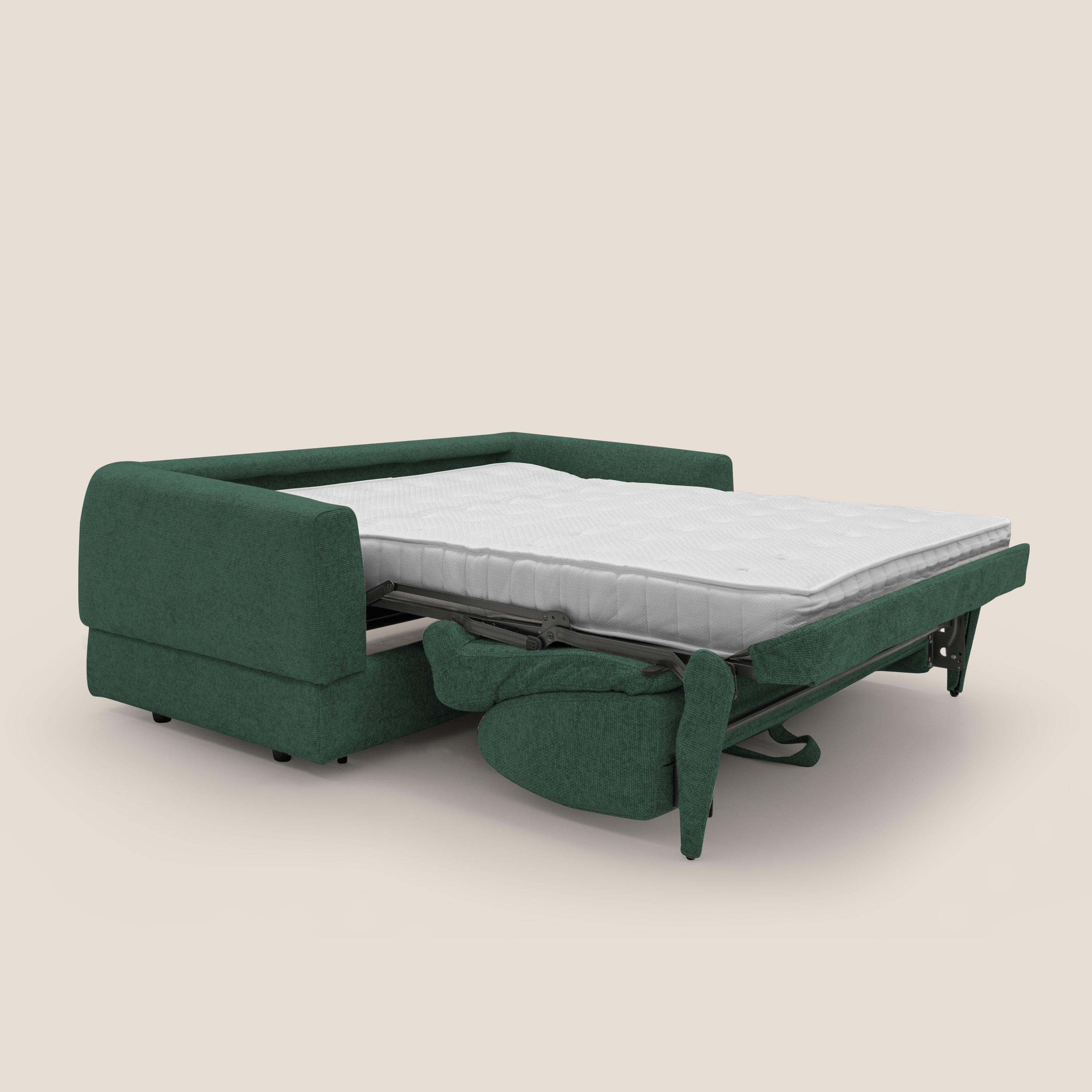 Happy Divano letto matrimoniale con materasso h18 cm in tessuto impermeabile T10 verde - divani.store