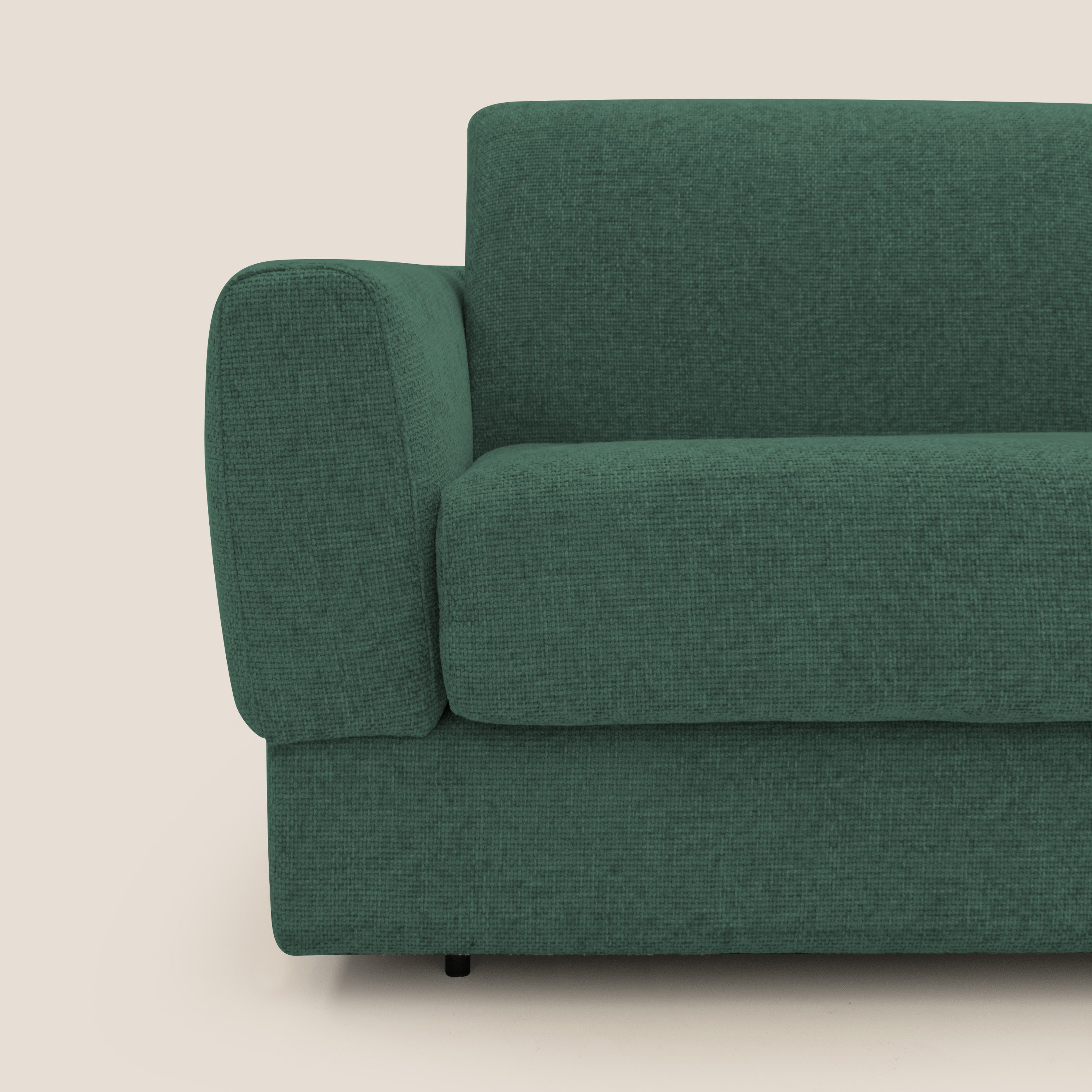 Happy Divano letto matrimoniale con materasso h18 cm in tessuto impermeabile T10 verde - divani.store