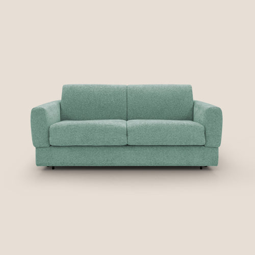 Happy Divano letto matrimoniale con materasso h18 cm in tessuto impermeabile T10 salvia - divani.store