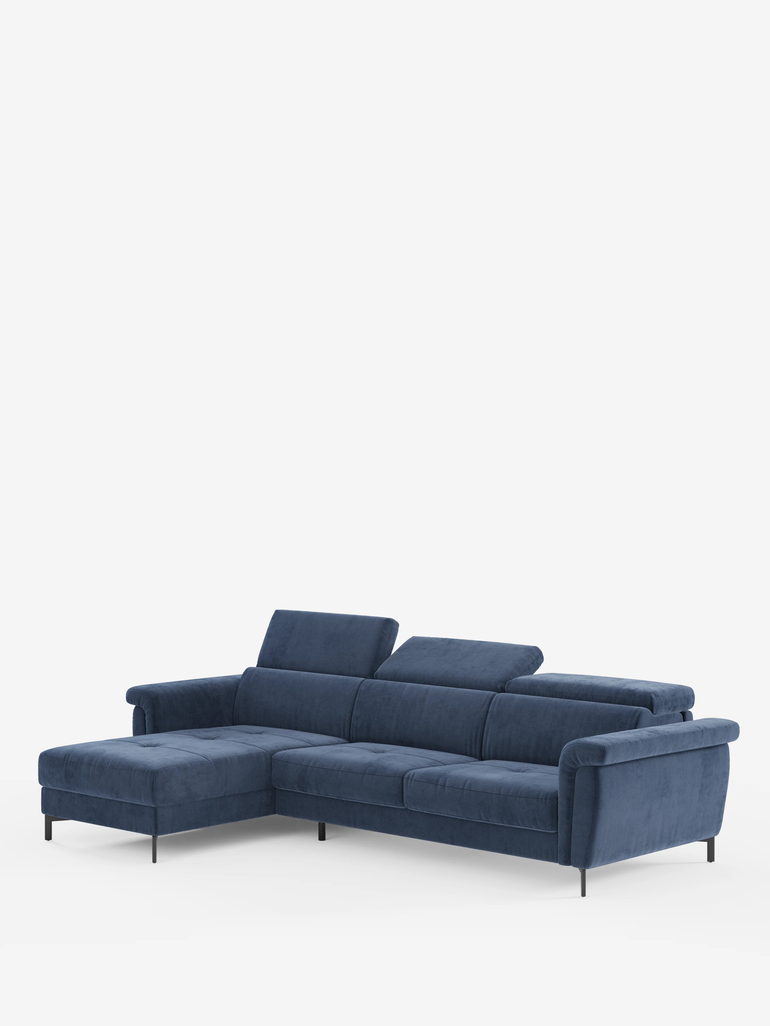 Capri canapé convertible avec méridienne coffre et têtières réglables - Tissu Effet Velours Détachable T30