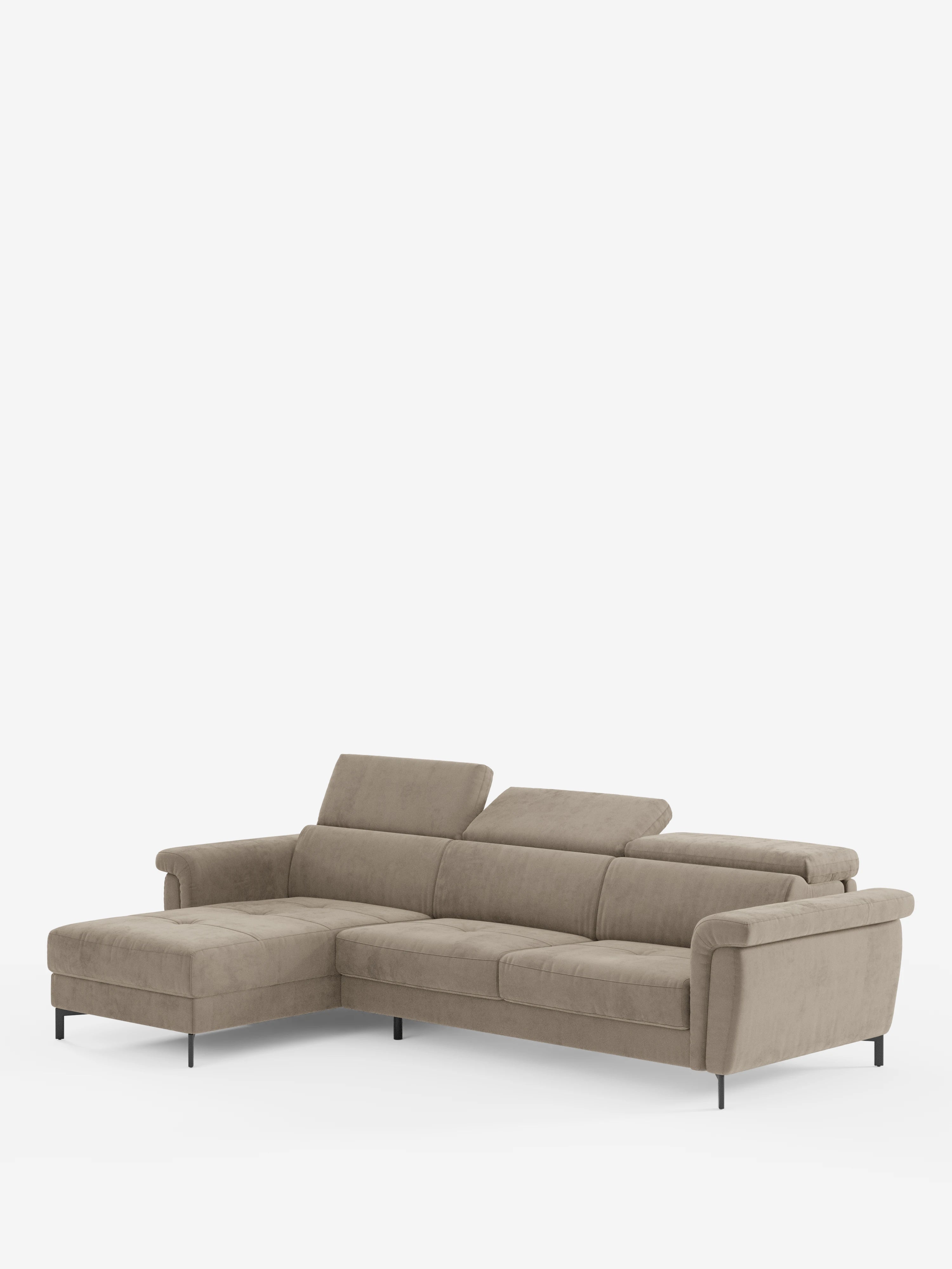 Capri canapé convertible avec méridienne coffre et têtières réglables - Tissu Effet Velours Détachable T30