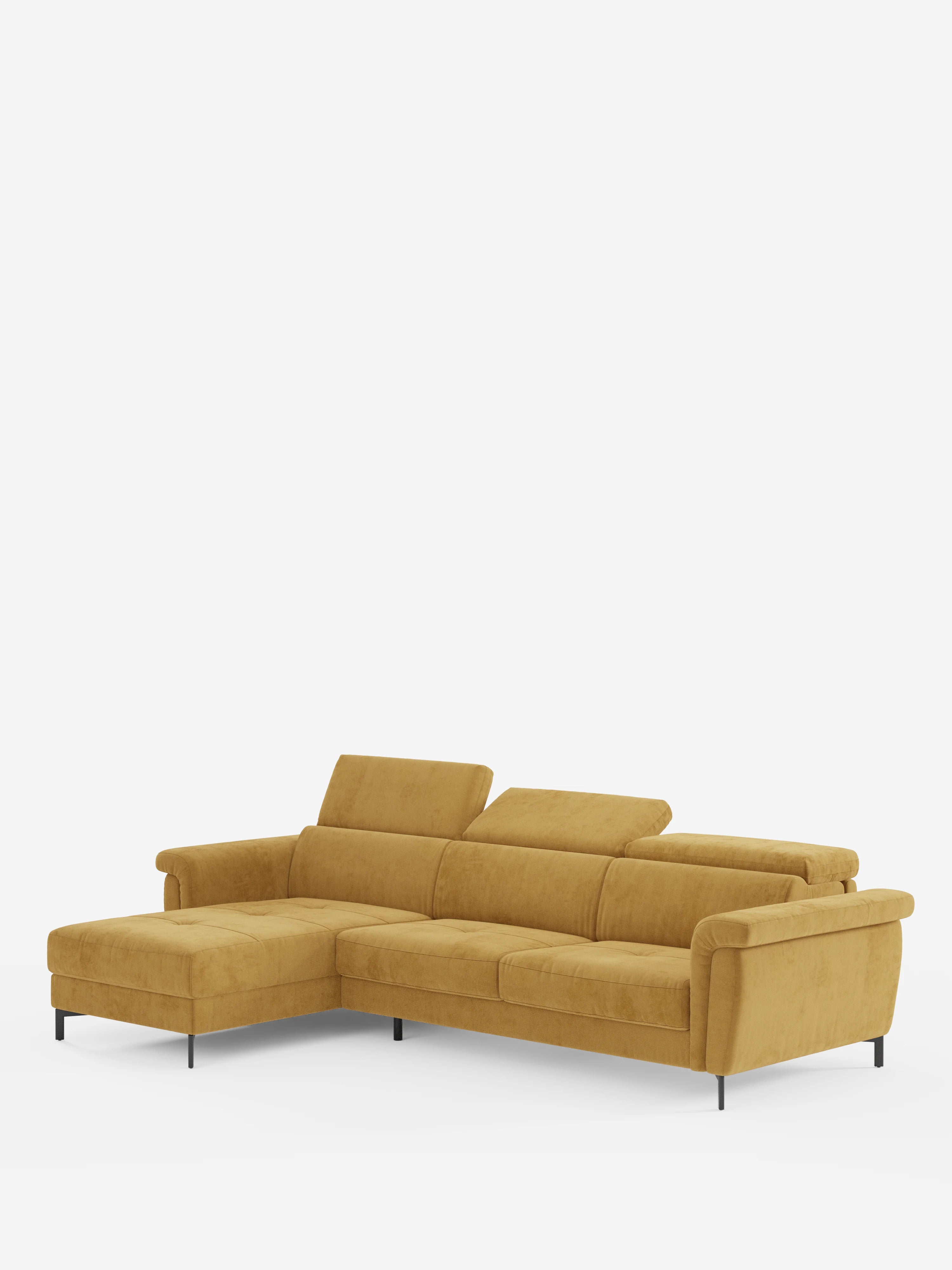 Capri canapé convertible avec méridienne coffre et têtières réglables - Tissu Effet Velours Détachable T30