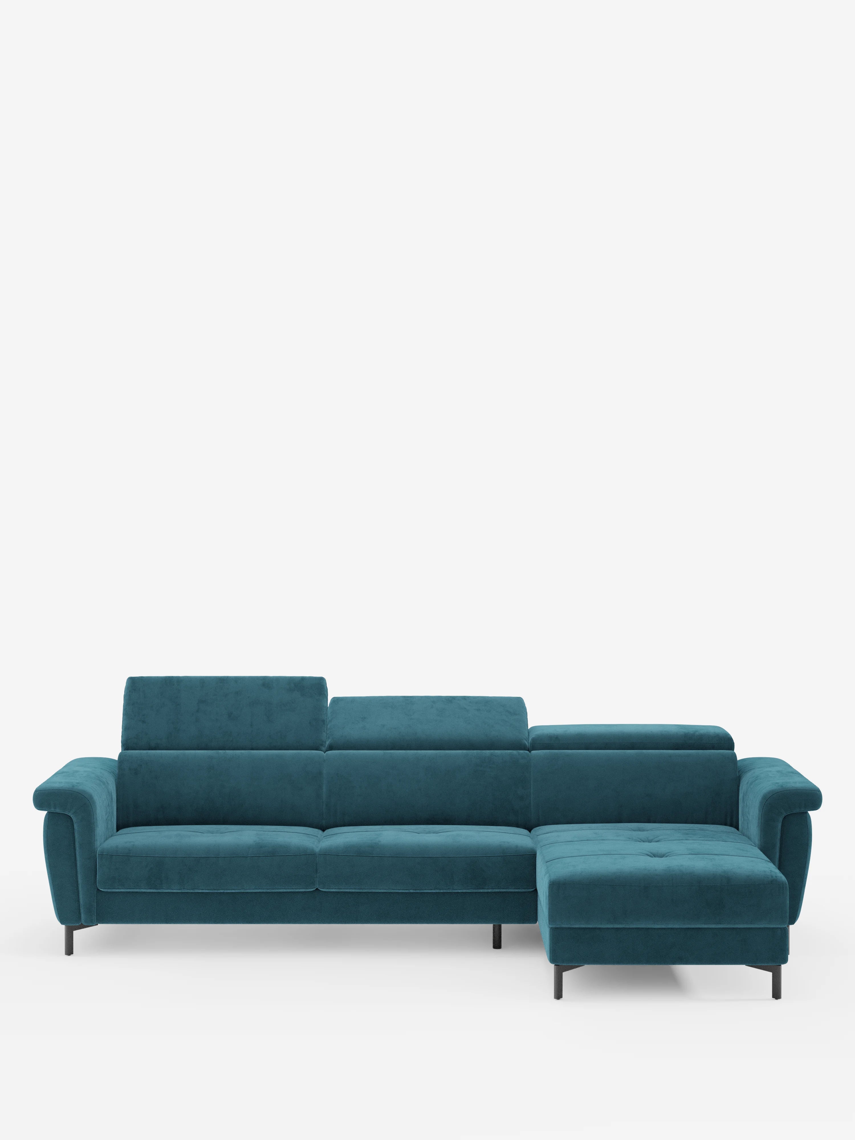Capri canapé convertible avec méridienne coffre et têtières réglables - Tissu Effet Velours Détachable T30
