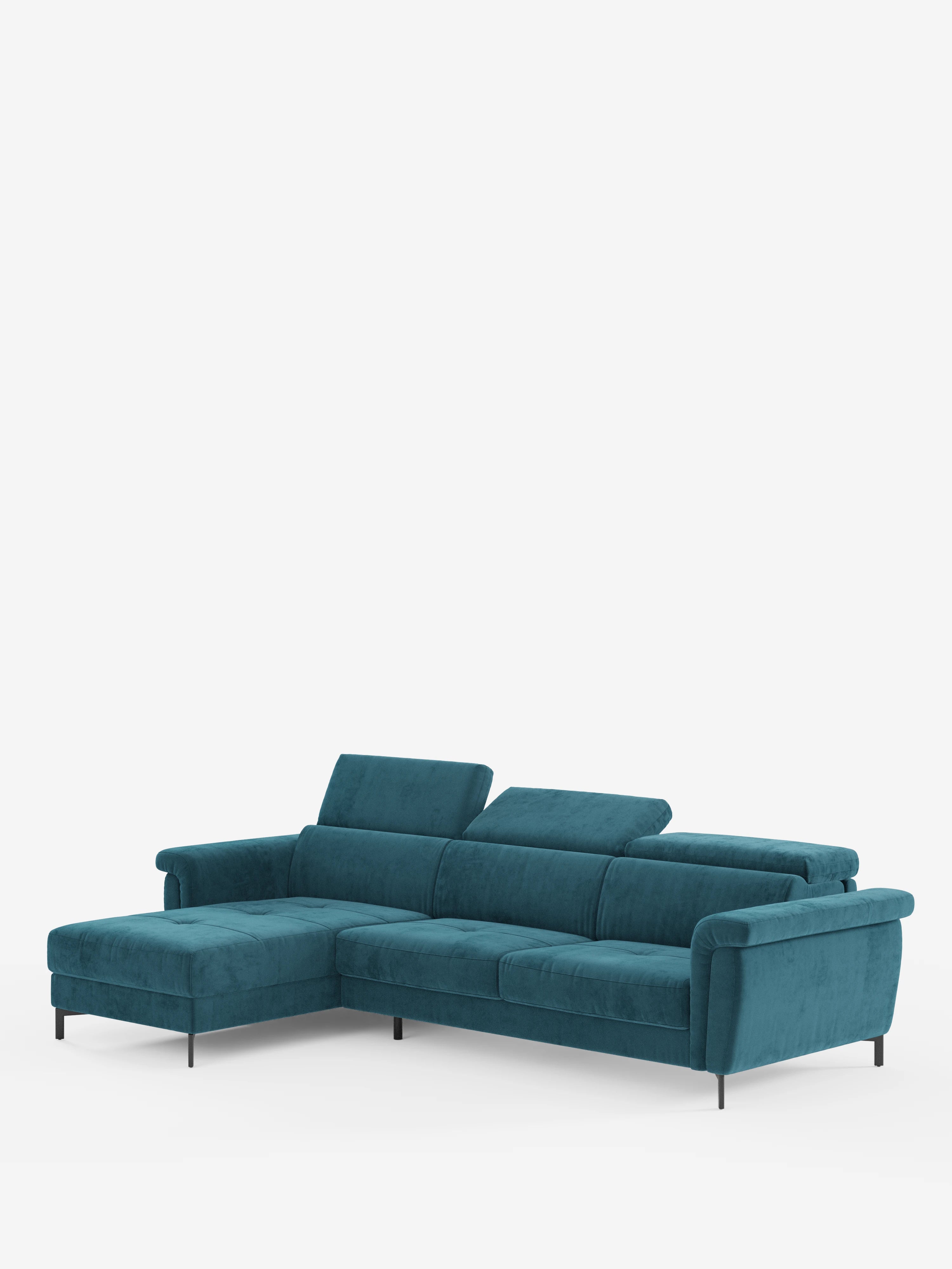 Capri canapé convertible avec méridienne coffre et têtières réglables - Tissu Effet Velours Détachable T30