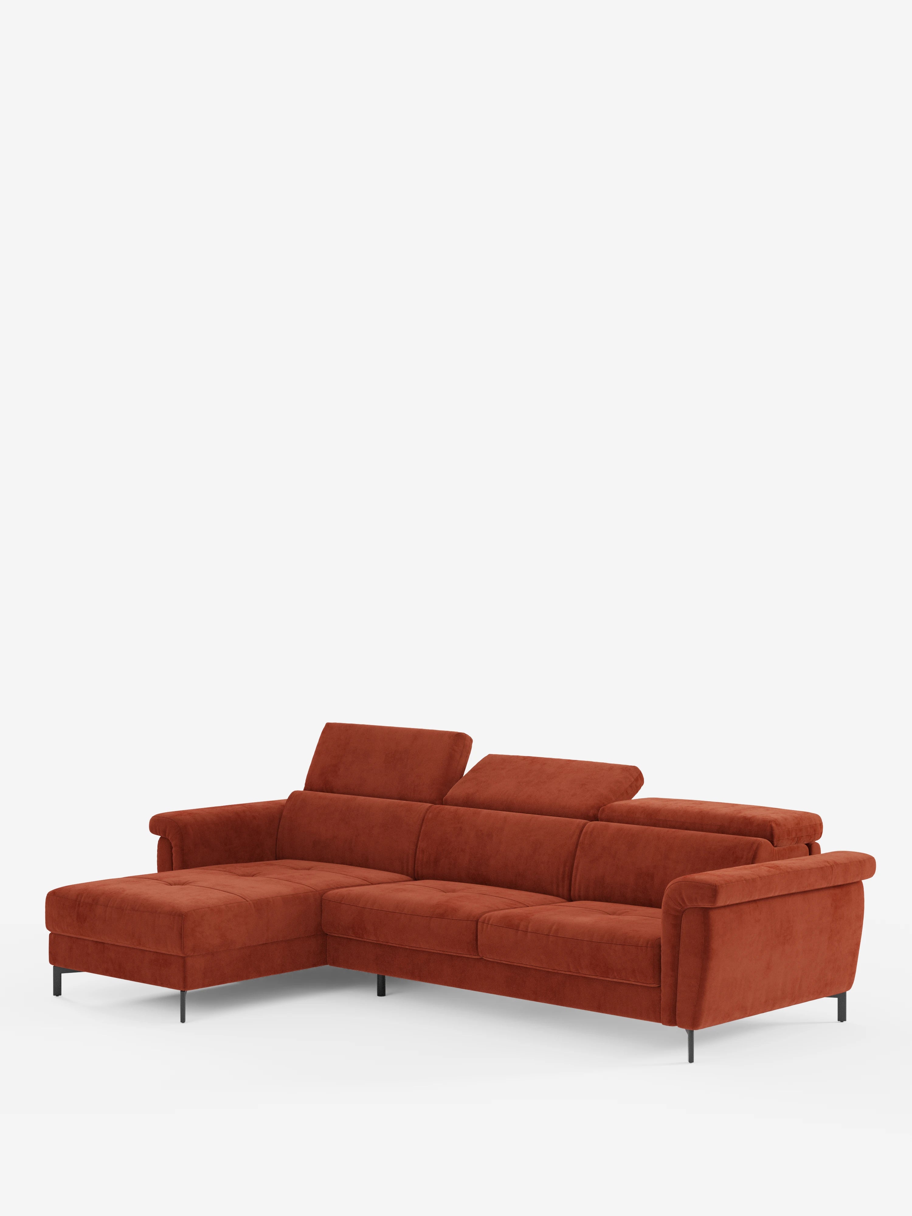 Capri canapé convertible avec méridienne coffre et têtières réglables - Tissu Effet Velours Détachable T30