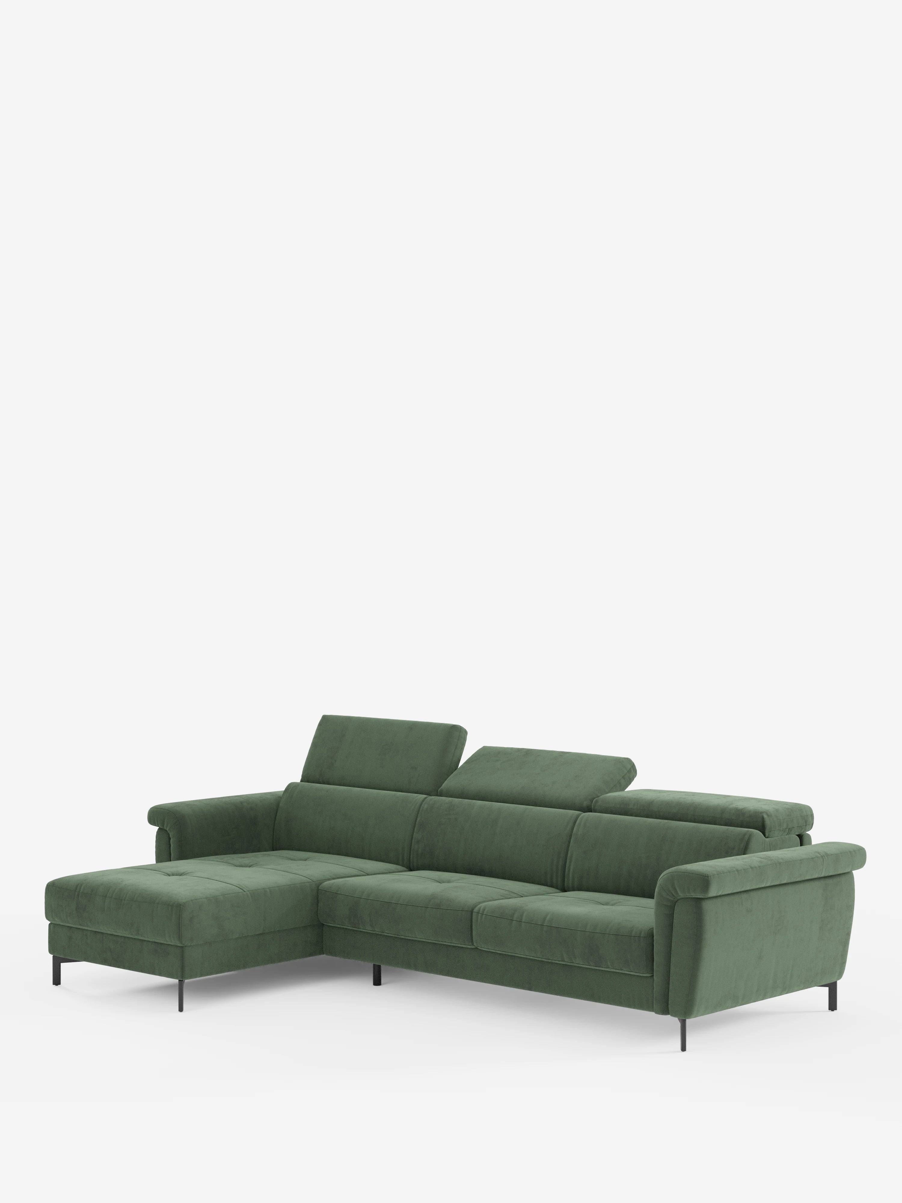 Capri canapé convertible avec méridienne coffre et têtières réglables - Tissu Effet Velours Détachable T30