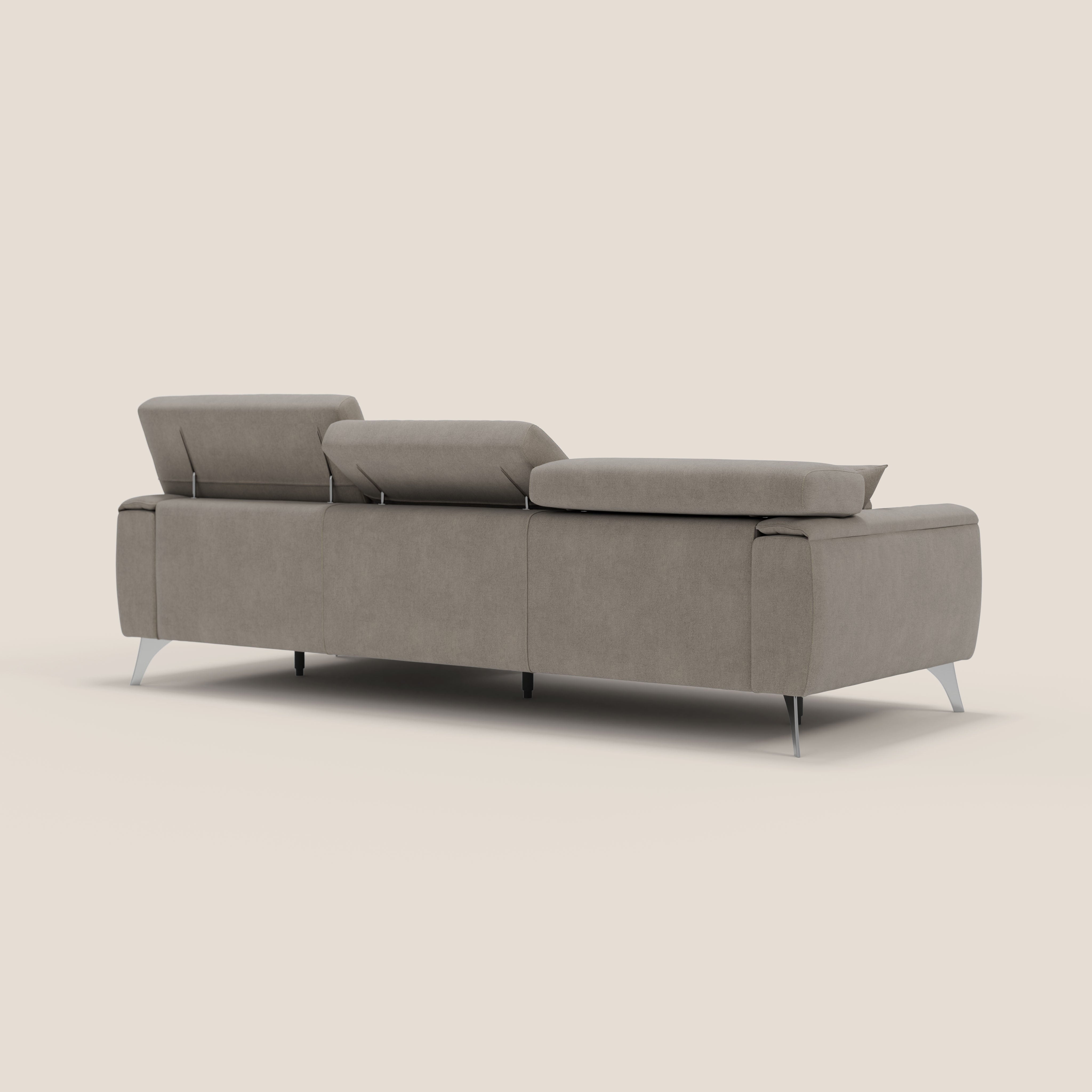 Caravaggio Divano angolare con sedute scorrevoli in tessuto morbido impermeabile T02 beige - divani.store