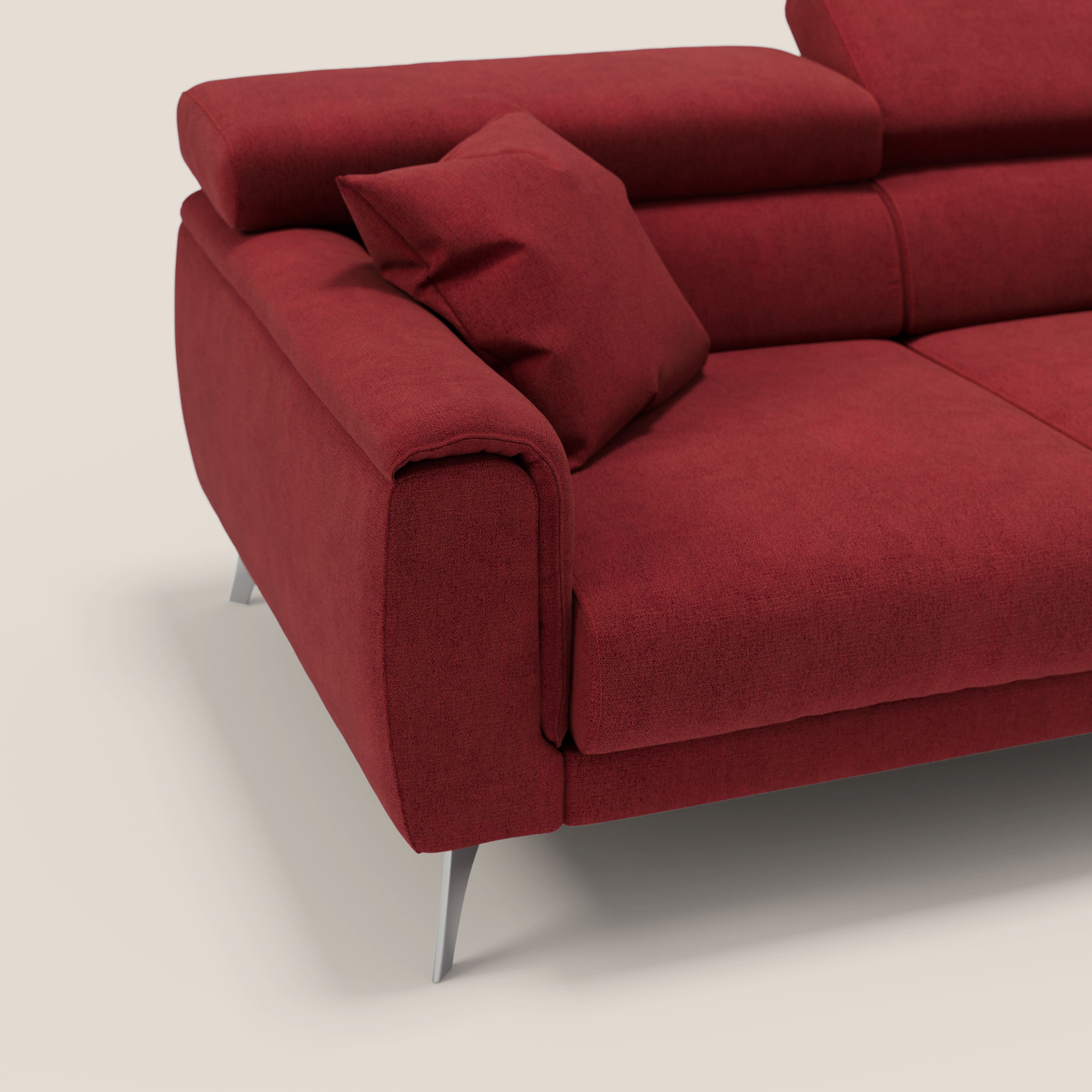 Caravaggio Divano angolare con sedute scorrevoli in tessuto morbido impermeabile T02 rosso - divani.store