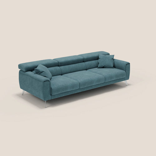 Caravaggio divano con 3 sedute allungabili indipendenti e poggiatesta reclinabili in tessuto impermeabile T02 petrolio - divani.store