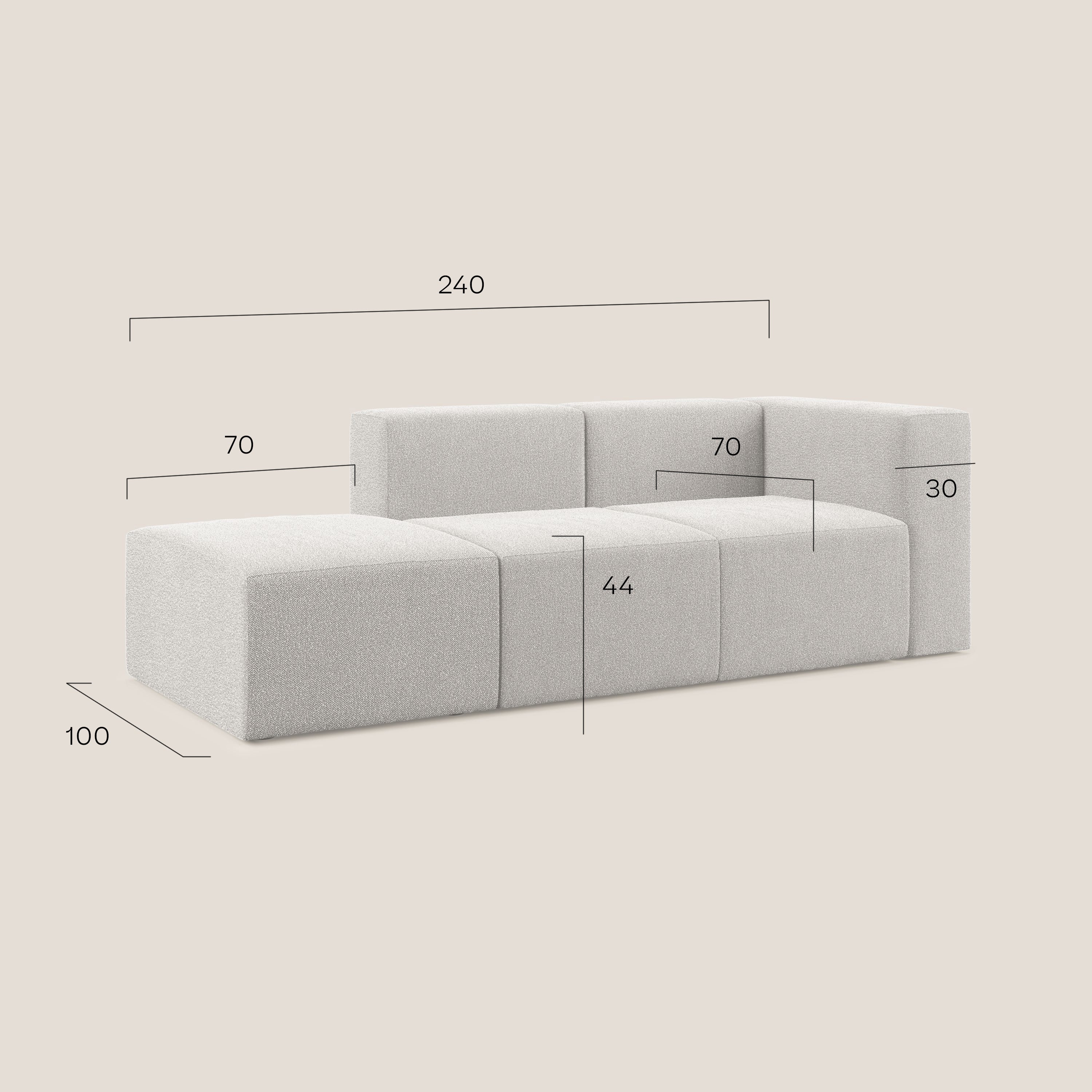 Nettuno divano lineare modulare e componibile in morbido tessuto bouclè T07 grigio - divani.store