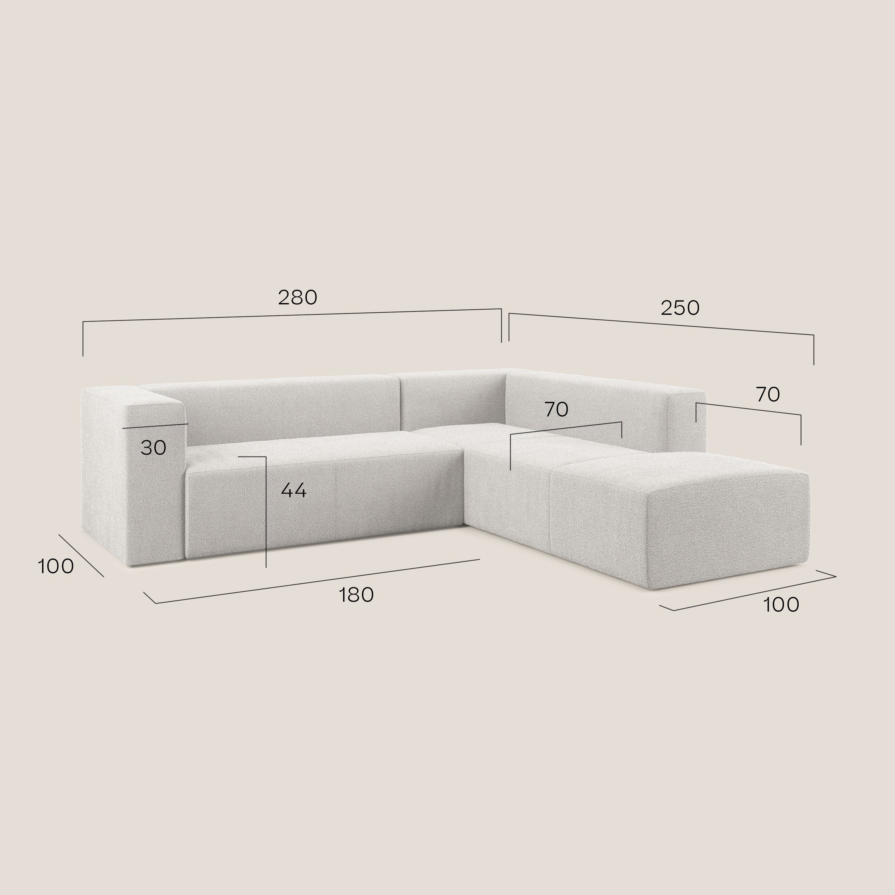 Nettuno divano angolare modulare componibile in morbido tessuto bouclè T07 grigio - divani.store